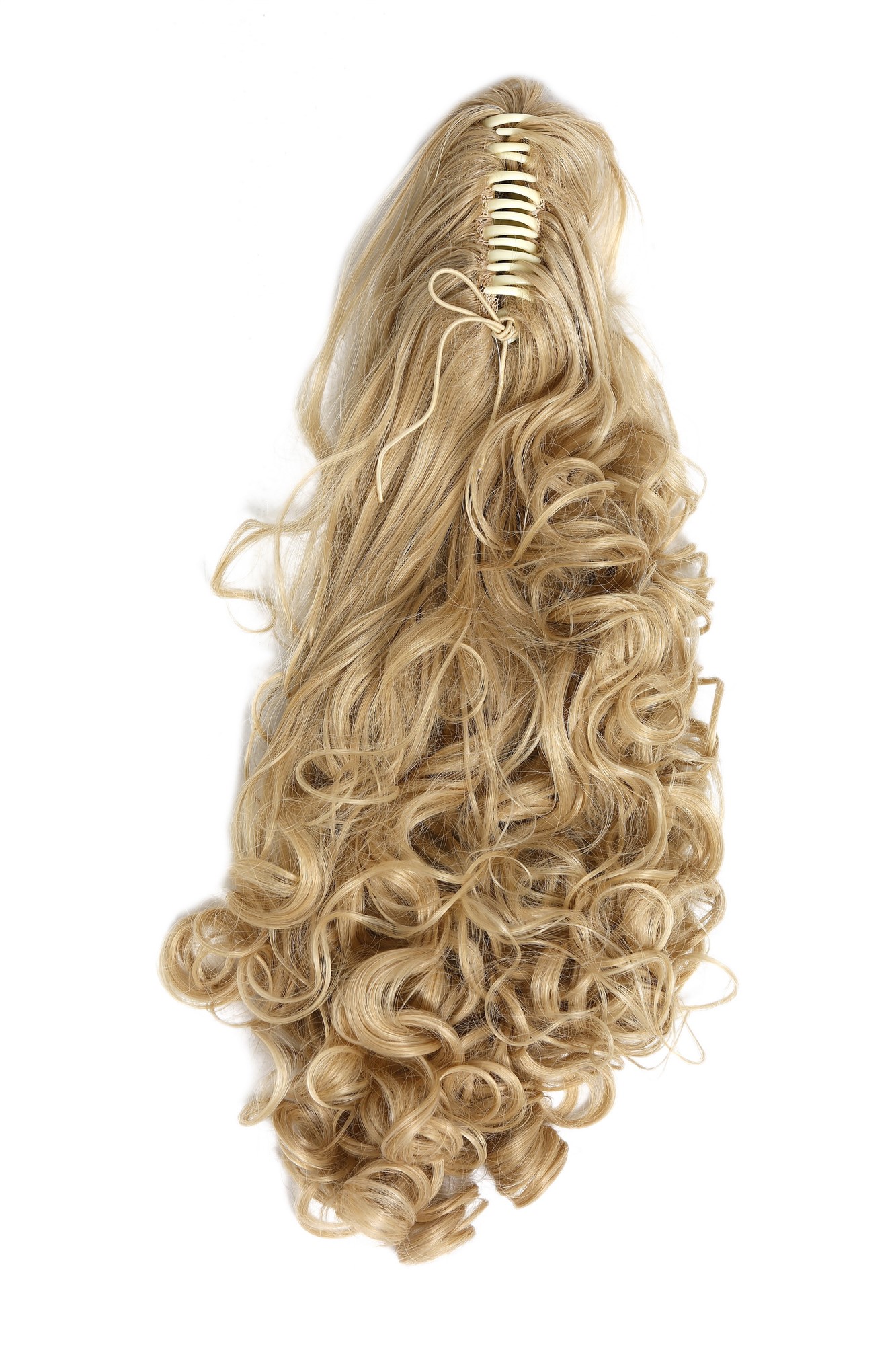 lockiges Zopf-Haarteil Hellblond-Goldblond-Mix 60 cm lang