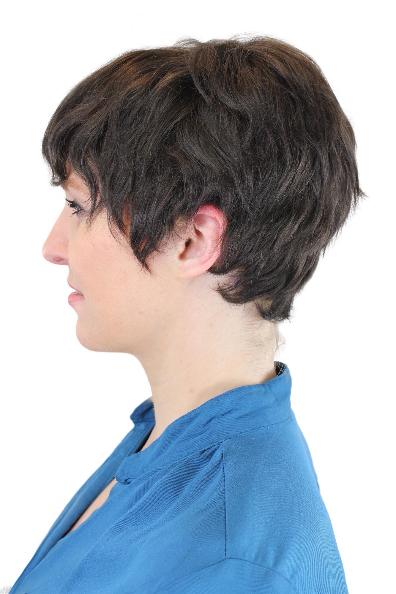 hochwertige Qualitätsperücken, Echthaarperücke Damen Kess Kurz Braun 105HH-4, Ansicht 6, WIG ME UP: Ihr Perücken Online Shop wellige Tressen-Perücke 100% Echthaar Braun kurze Haare für Damen