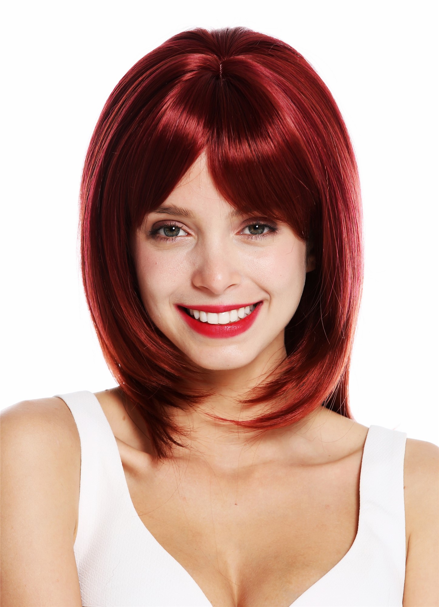Lady wig layered sleek waved tips bright red copper red highlights VK-28, view 2, WIG ME UP: Your Perücken Online Shop Quality Wigs, Ladies, red mix, straight, long