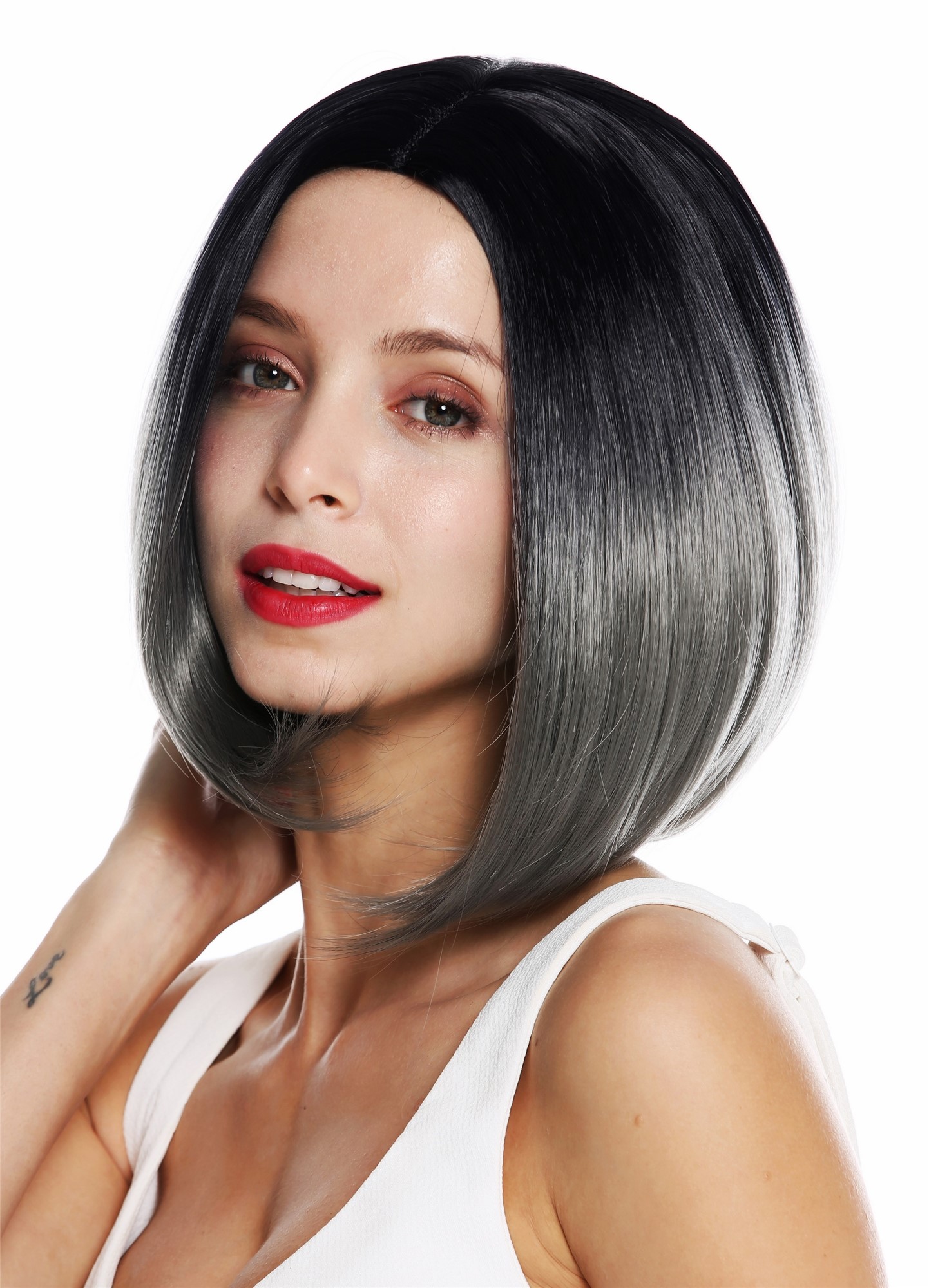 Quality Wigs, Ladies, black-gray mix, straight, short