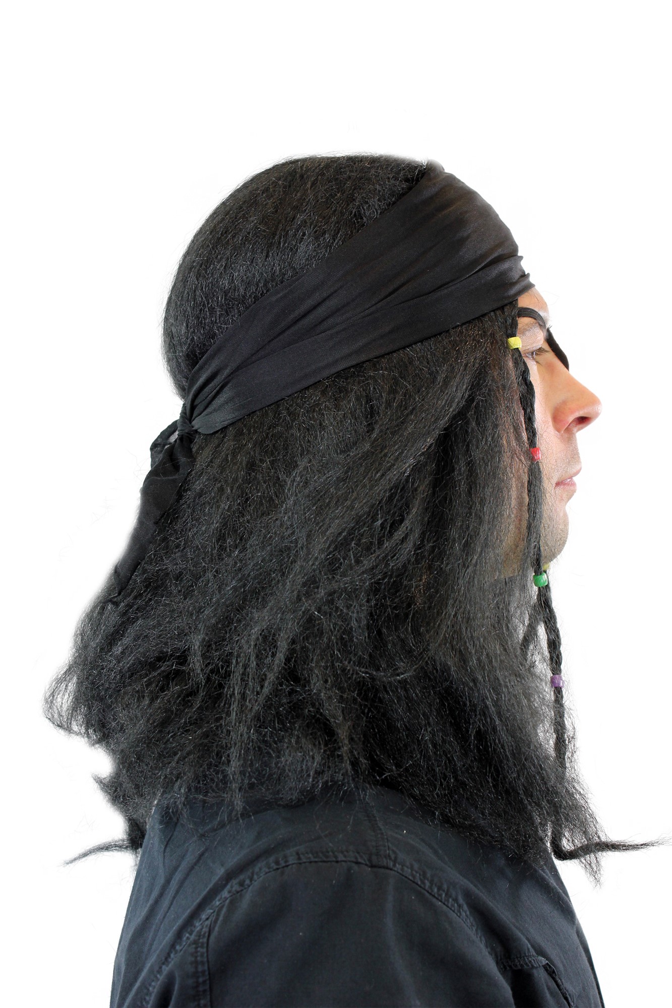 Party Wig, Men, Black, Braided, long