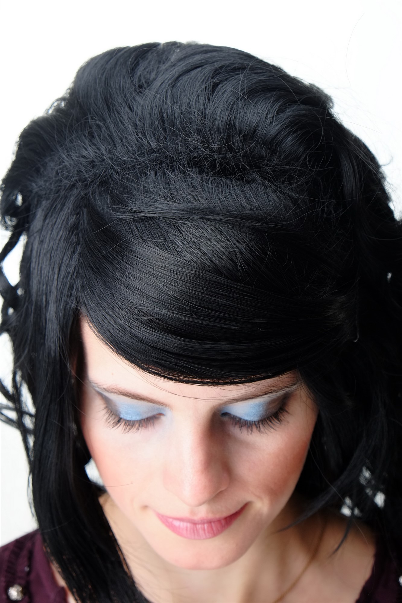 hochwertige Qualitätsperücken, Perücke Lang Scheitel Locken Schwarz F2558-1, Ansicht 5, WIG ME UP: Ihr Perücken Online Shop lockige Tressen-Perücke Schwarz lange Haare für Damen