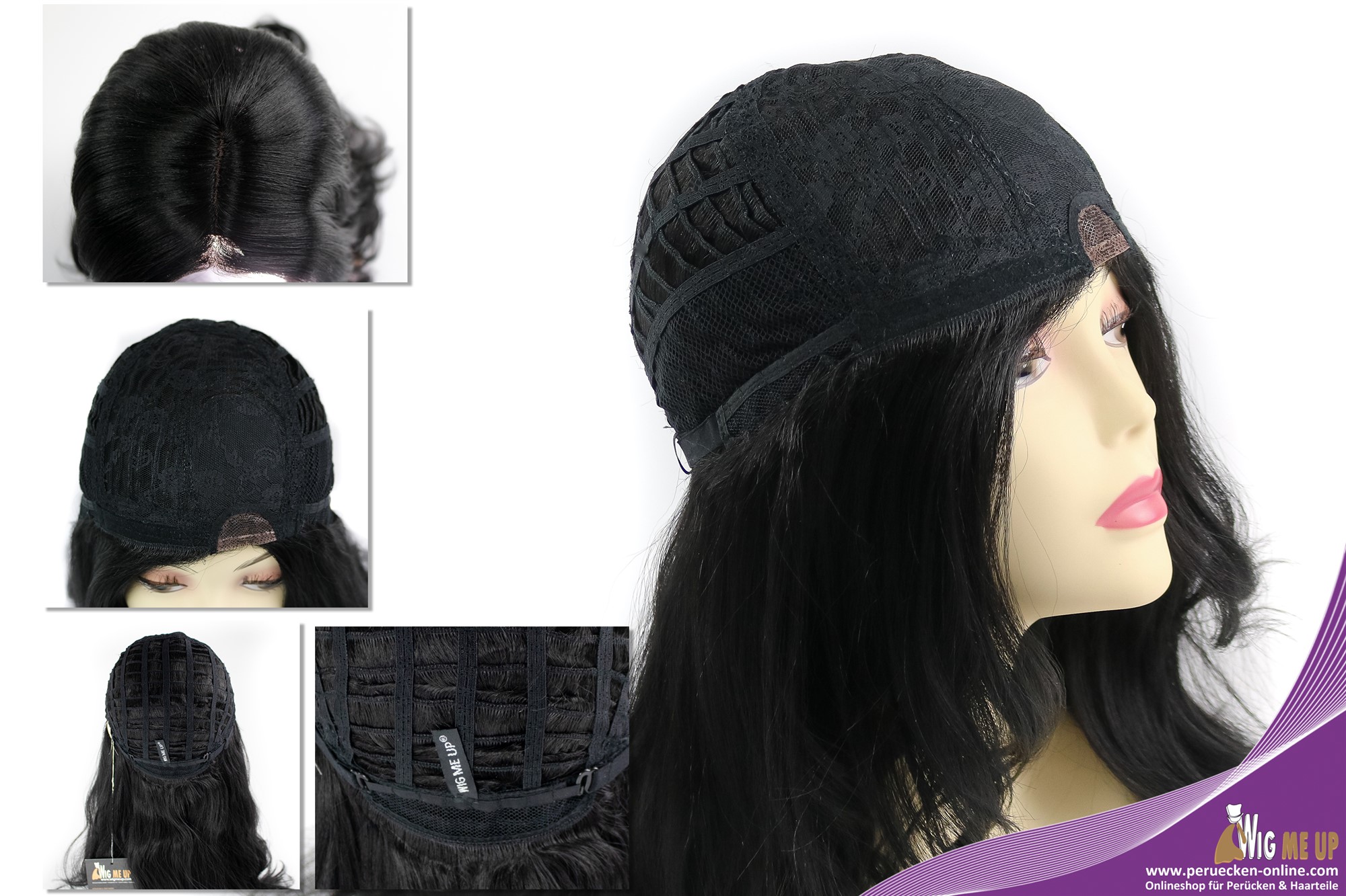 hochwertige Qualitätsperücken, Perücke lang Teil-Monofilament Scheitel wellig Schwarz RGF-5905LD-1B, Ansicht 5, WIG ME UP: Ihr Perücken Online Shop wellige Tressen-Perücke mit Front-Lace Samtschwarz lange Haare für Damen
