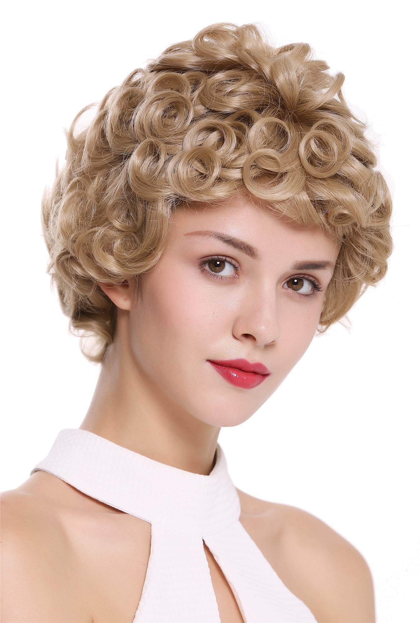 Lady wig monofilament handmade short curls curly dark blonde DW2308-FHT-MF, front view, WIG ME UP: Your Perücken Online Shop Quality Wigs, Ladies, ash blonde, curled, short