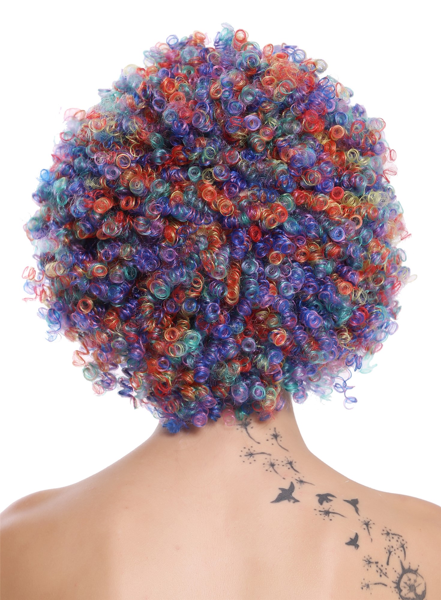 Party Wig, Ladies, green, blue, red, yellow-pink, curled, short