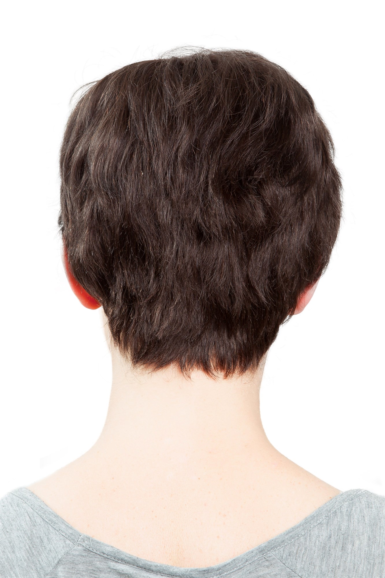 hochwertige Qualitätsperücken, Damenperücke Echthaar Braun Kurz K7-01HH-4, Ansicht 4, WIG ME UP: Ihr Perücken Online Shop wellige Tressen-Perücke 100% Echthaar Braun kurze Haare für Damen