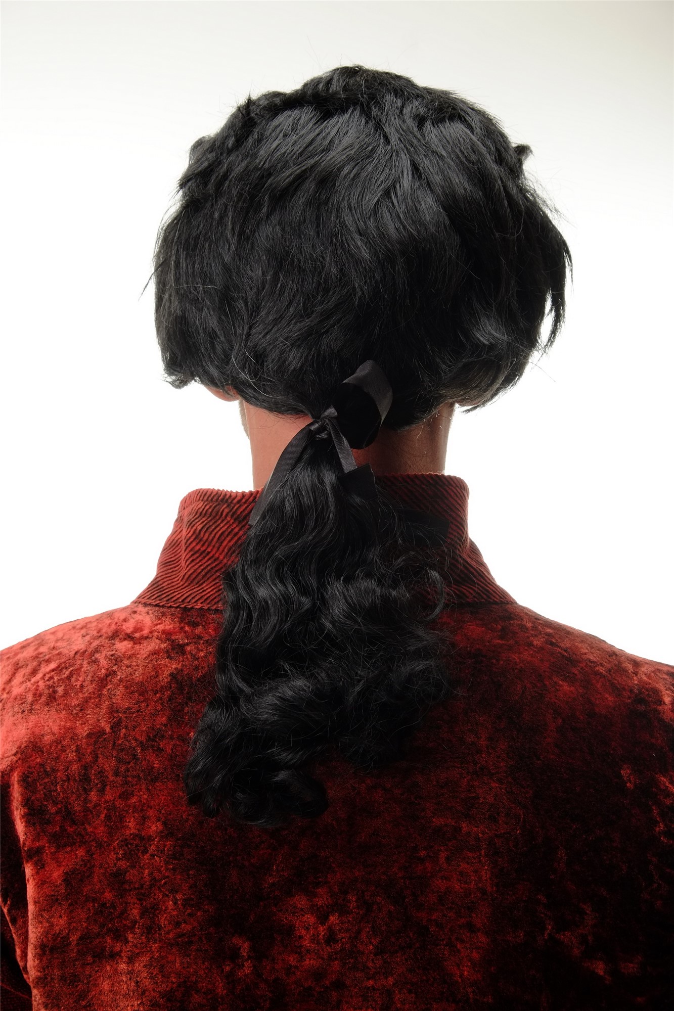 günstige Party Perücke, Herren Perücke Barock Edelmann Zopf schwarz 4287-P103, Ansicht 4, WIG ME UP: Ihr Perücken Online Shop wellige Party Perücke Schwarz schulterlange Haare für Herren