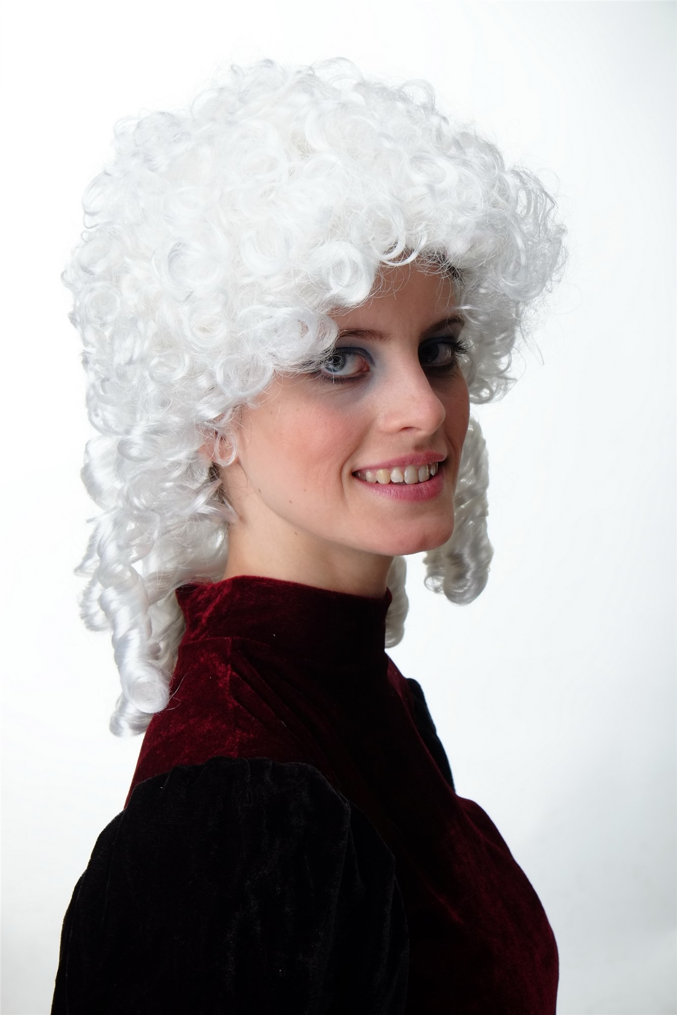 Party Wig, Unisex, White, curled, shoulder-length