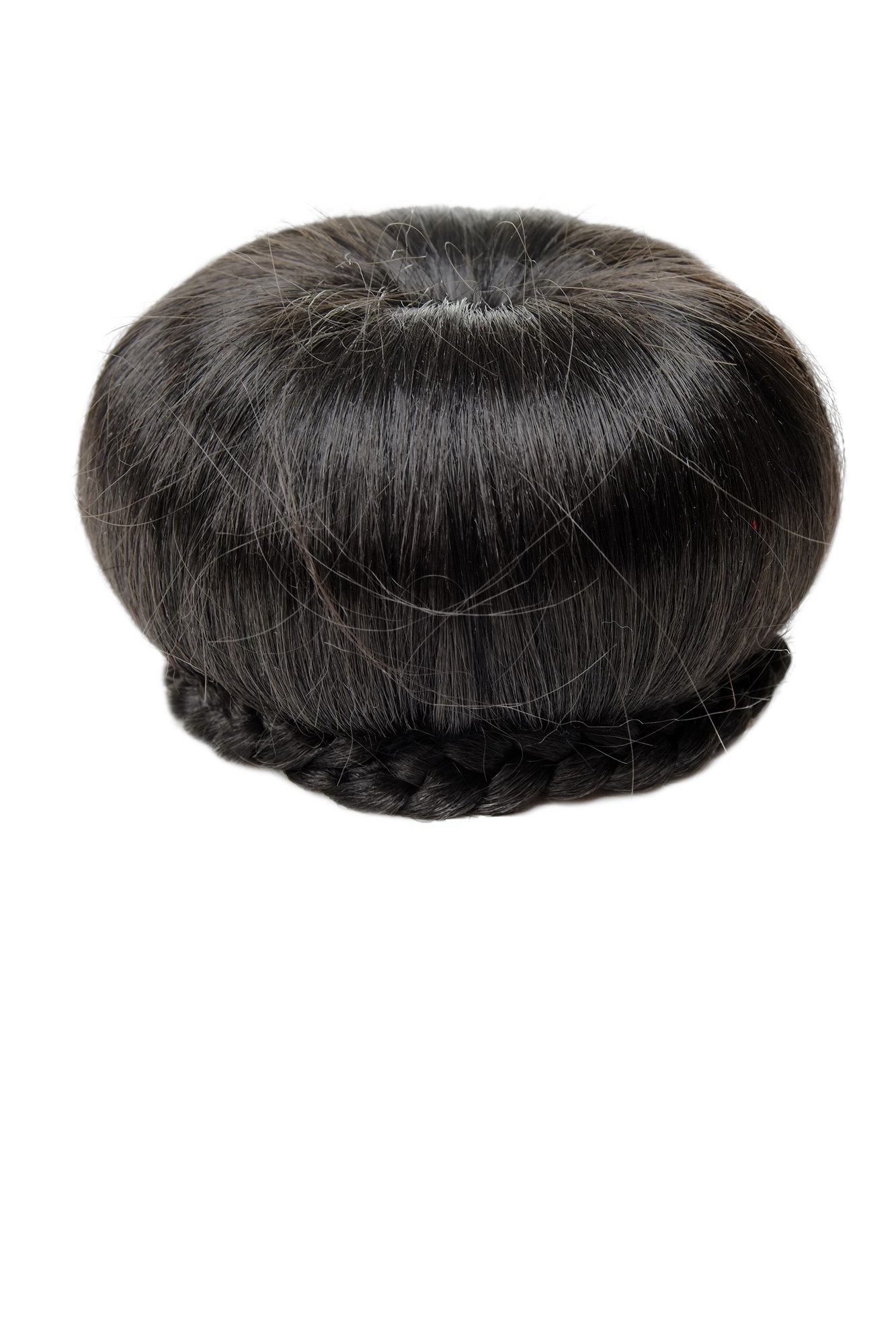 Dutt Haarknoten 50er 60er Schwarz N372-2, Vorderansicht, WIG ME UP: Ihr Perücken Online Shop glatter Dutt Haarteil Schwarzbraun