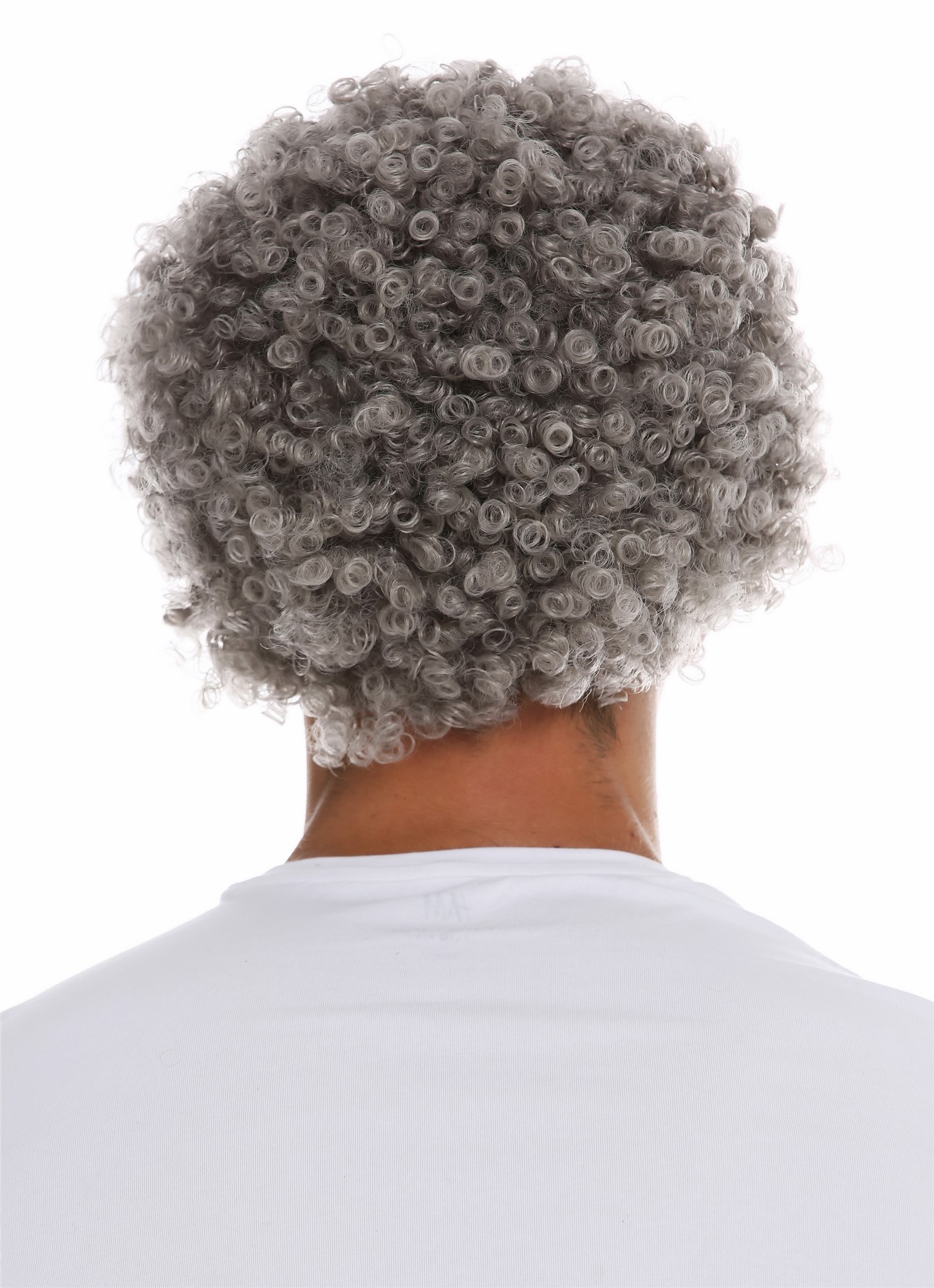 günstige Party Perücke, Perücke kraus Afro Locken grau Opa MMAM-9M-K686, Ansicht 3, WIG ME UP: Ihr Perücken Online Shop lockige Party Perücke Silbergrau kurze Haare Unisex