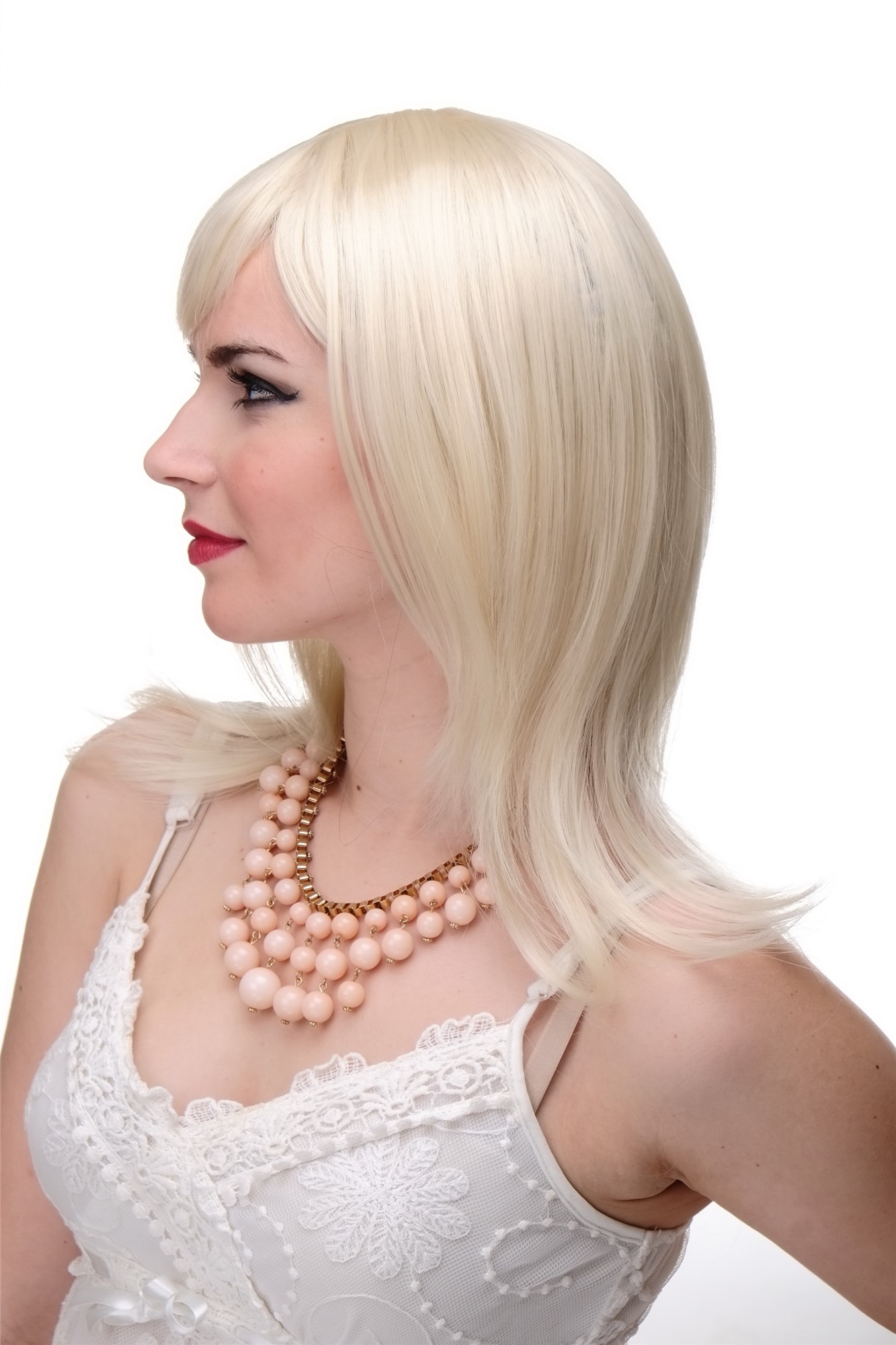 hochwertige Qualitätsperücken, Frauen Perücke schulterlang glatt gestufte Haare blond gesträhnt 3003-303/220, Ansicht 2, WIG ME UP: Ihr Perücken Online Shop glatte Tressen-Perücke mit Kopfhaut-Imitat Blond-Mix lange Haare für Damen