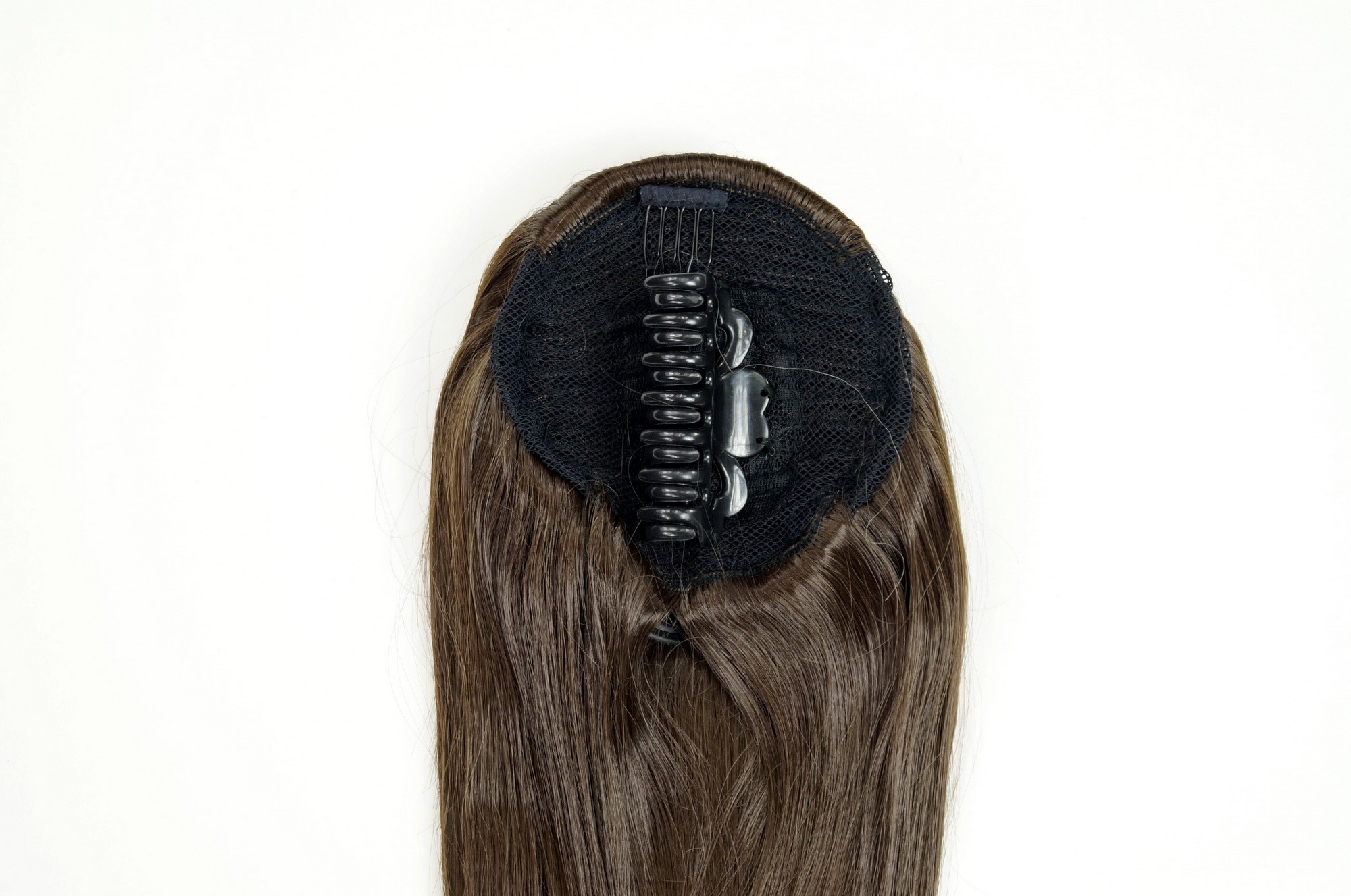 Ponytail clamp combs draw string straight voluminous very long brown WK06, view 3, WIG ME UP: Your Perücken Online Shop Ponytails, medium brown, straight, long