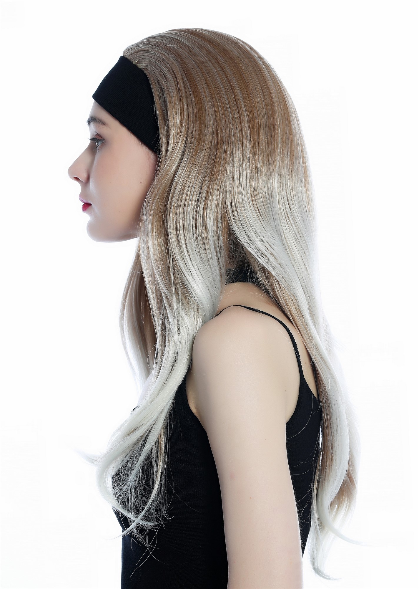Lady wig half wig black headband retro long straight blond mix bright tips H9306, view 3, WIG ME UP: Your Perücken Online Shop Quality Wigs, Ladies, blond mix, straight, long