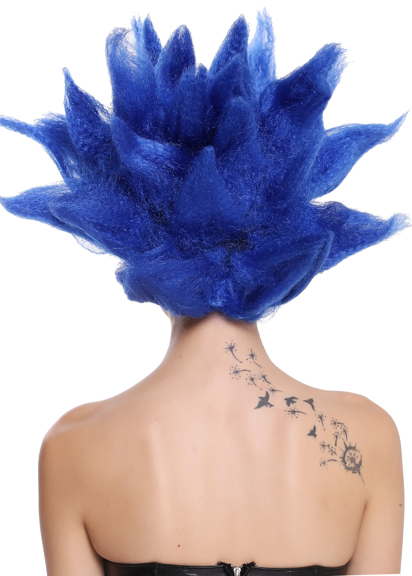 günstige Party Perücke, Perücke Hochtoupiert Fee Blume Blau 91062-PC3, Ansicht 4, WIG ME UP: Ihr Perücken Online Shop wellige Party Perücke Blau kurze Haare Unisex
