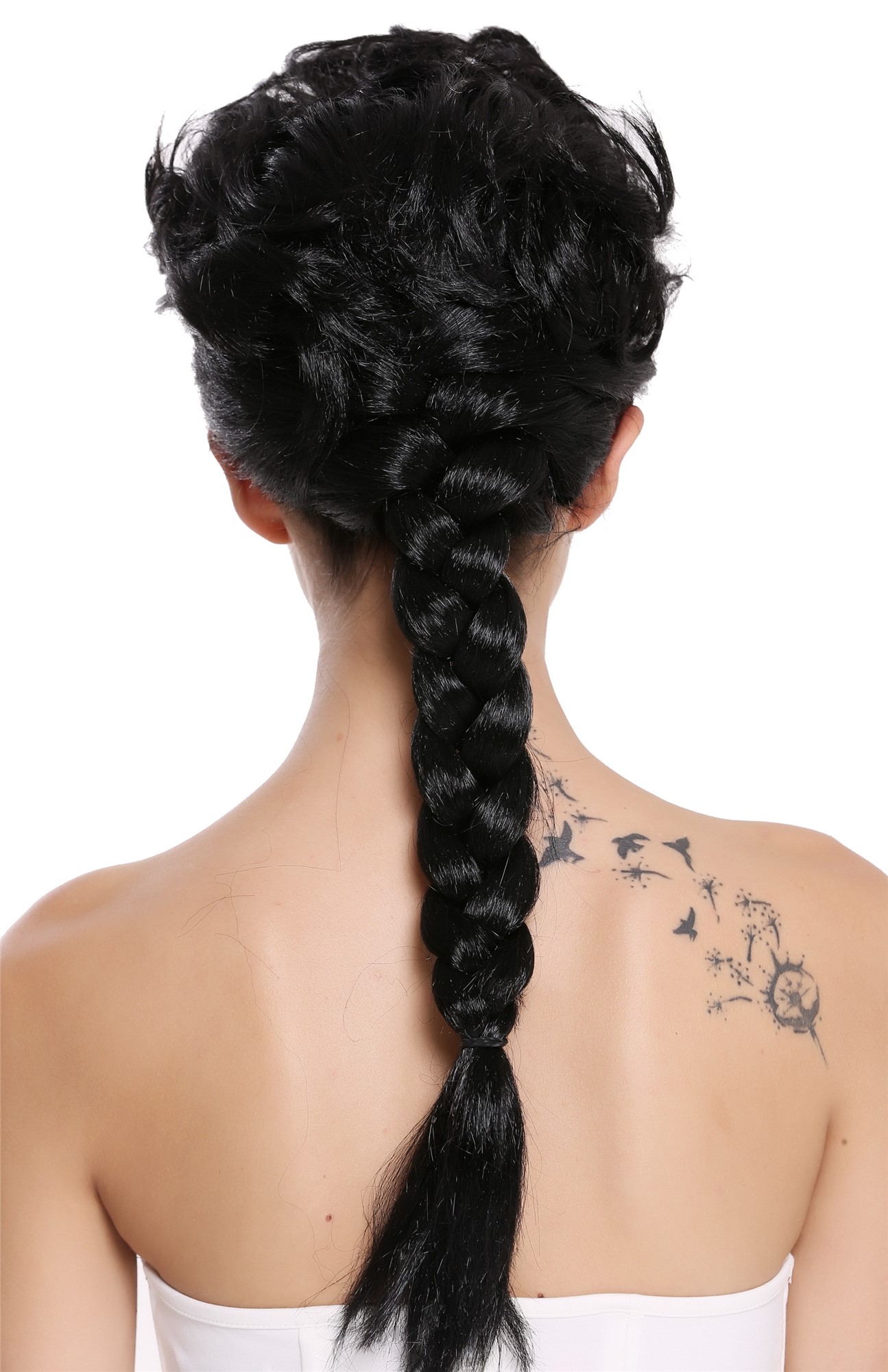 Baroque Lady Party Wig black long braided ponytail  051-P103, view 4, WIG ME UP: Your Perücken Online Shop Party Wig, Ladies, Black, Braided, long