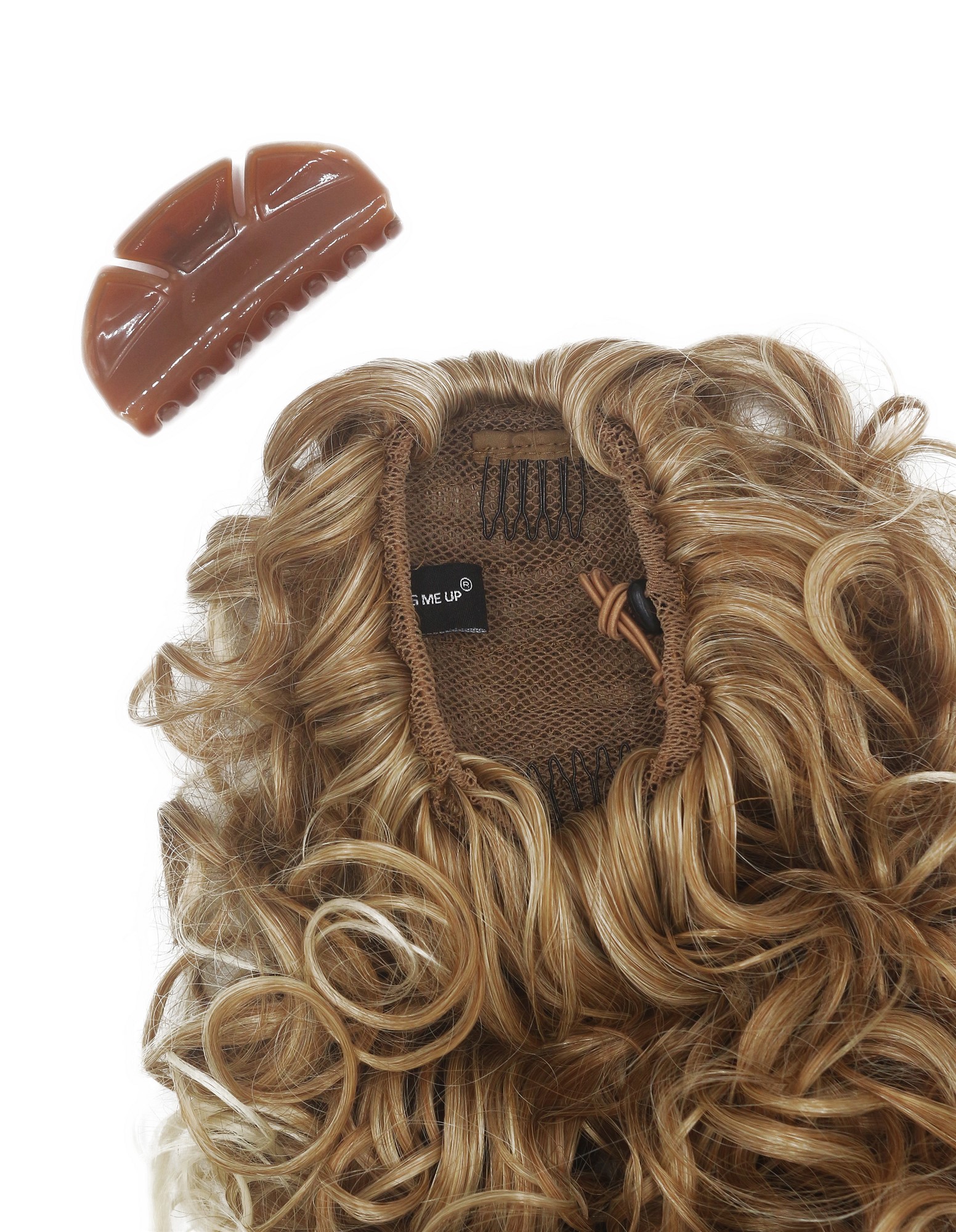Ponytail Combs Clamp long voluminous curled blonde platinum highlights MKB-6A, view 4, WIG ME UP: Your Perücken Online Shop Ponytails, blond mix, curled, shoulder-length