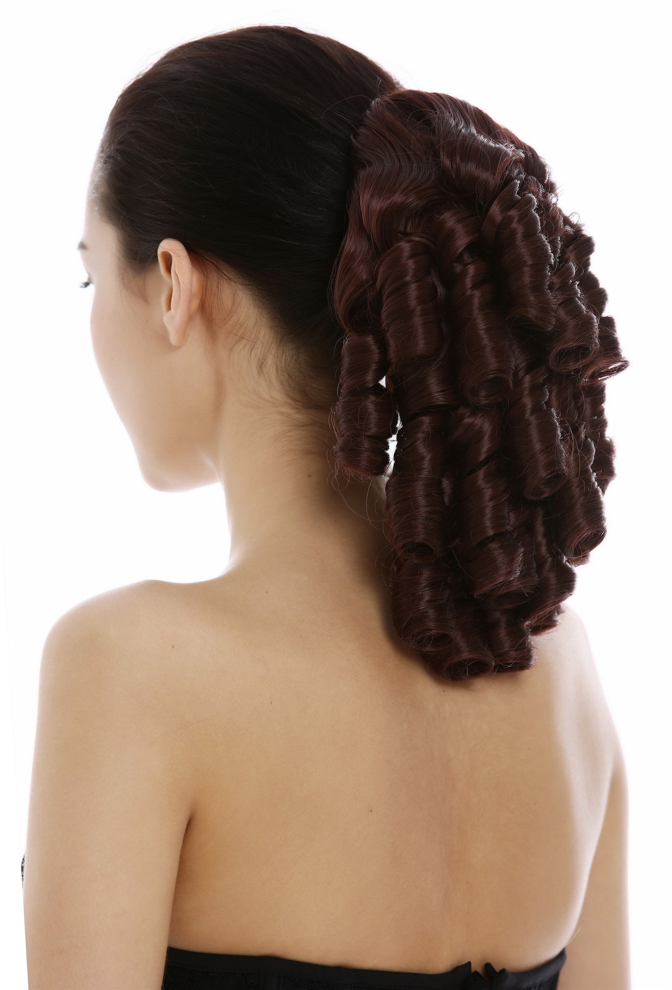 Ponytail long black ringlets curls baroque victorian mahogany auburn 2213-HAT, view 2, WIG ME UP: Your Perücken Online Shop Ponytails, mahogany brown, curled, short
