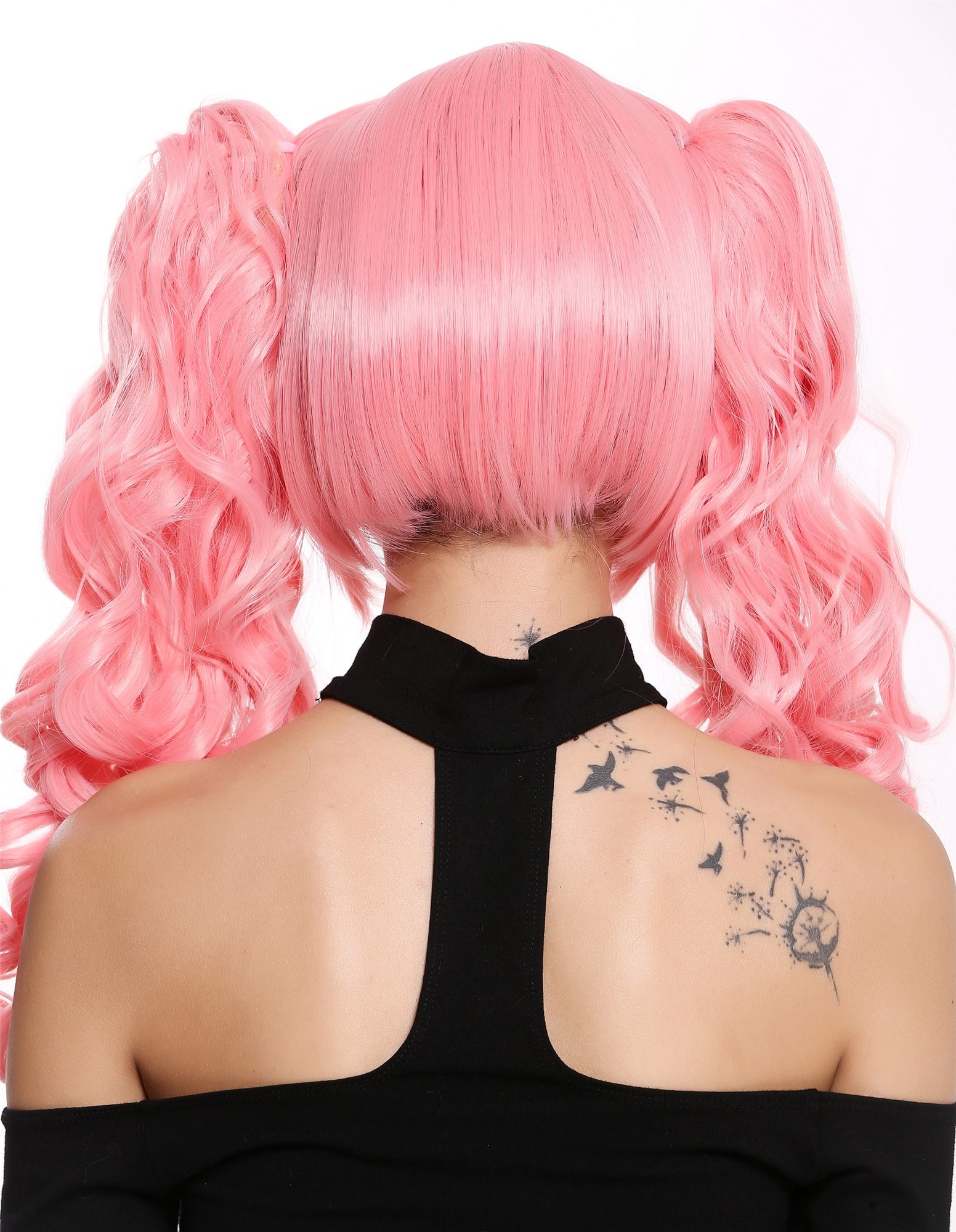 hochwertige Qualitätsperücken, Perücke Rosa lange Zöpfe Cosplay YZF-7026A+A-TF1632, Ansicht 3, WIG ME UP: Ihr Perücken Online Shop lockige Tressen-Perücke Hellrosa schulterlange Haare für Damen
