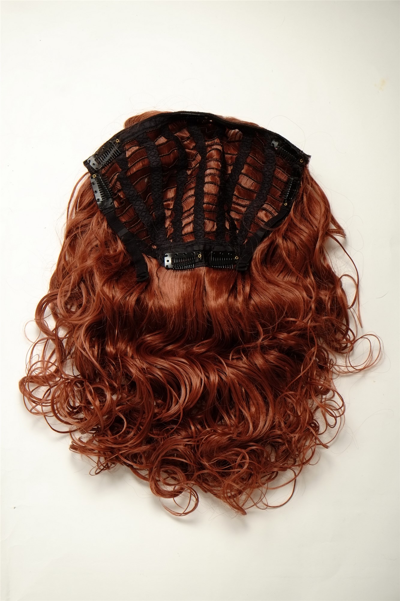 Haarteil 7 Clips Haarverlängerung Halbperücke Locken Kupferrot H9312-350, Ansicht 2, WIG ME UP: Ihr Perücken Online Shop lockige Halbperücke Kupferrot 40 cm lang