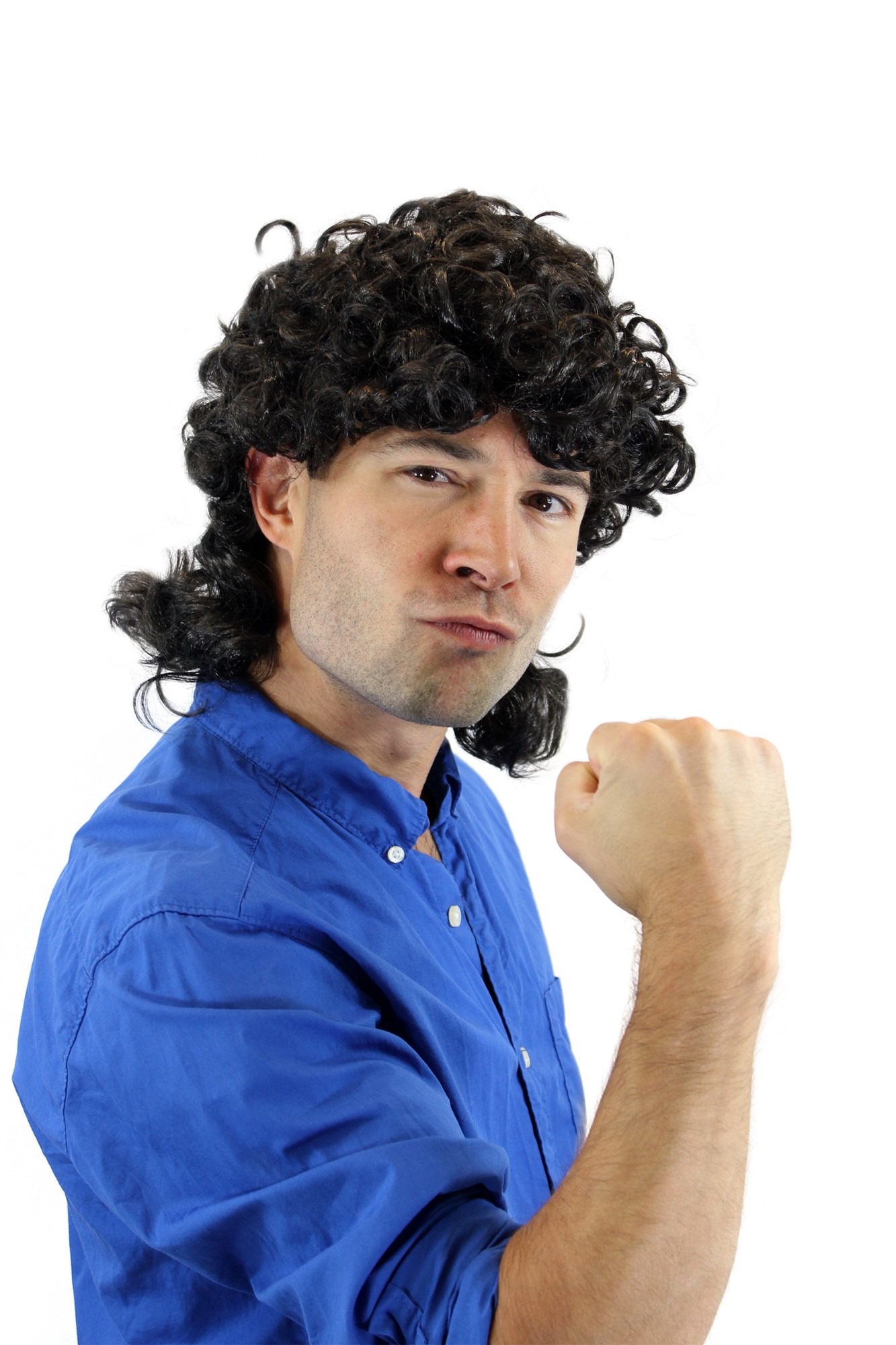 Halloween Carnival Wig men women curly curled black Kenny mullet 70's 80's 3751, view 5, WIG ME UP: Your Perücken Online Shop Party Wig, Men, Black, curled, shoulder-length