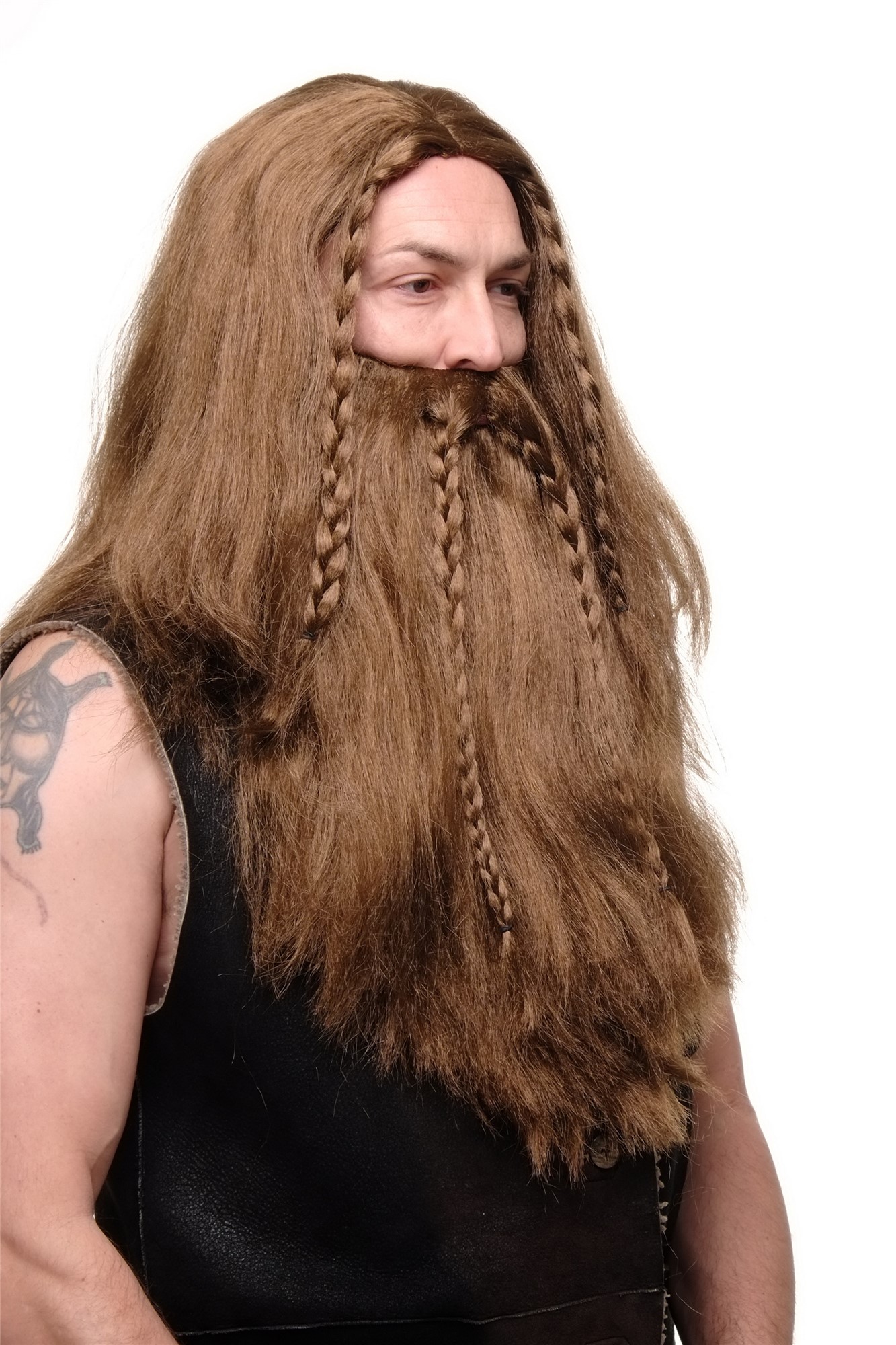 Party Wig, Men, Brown, Braided, long