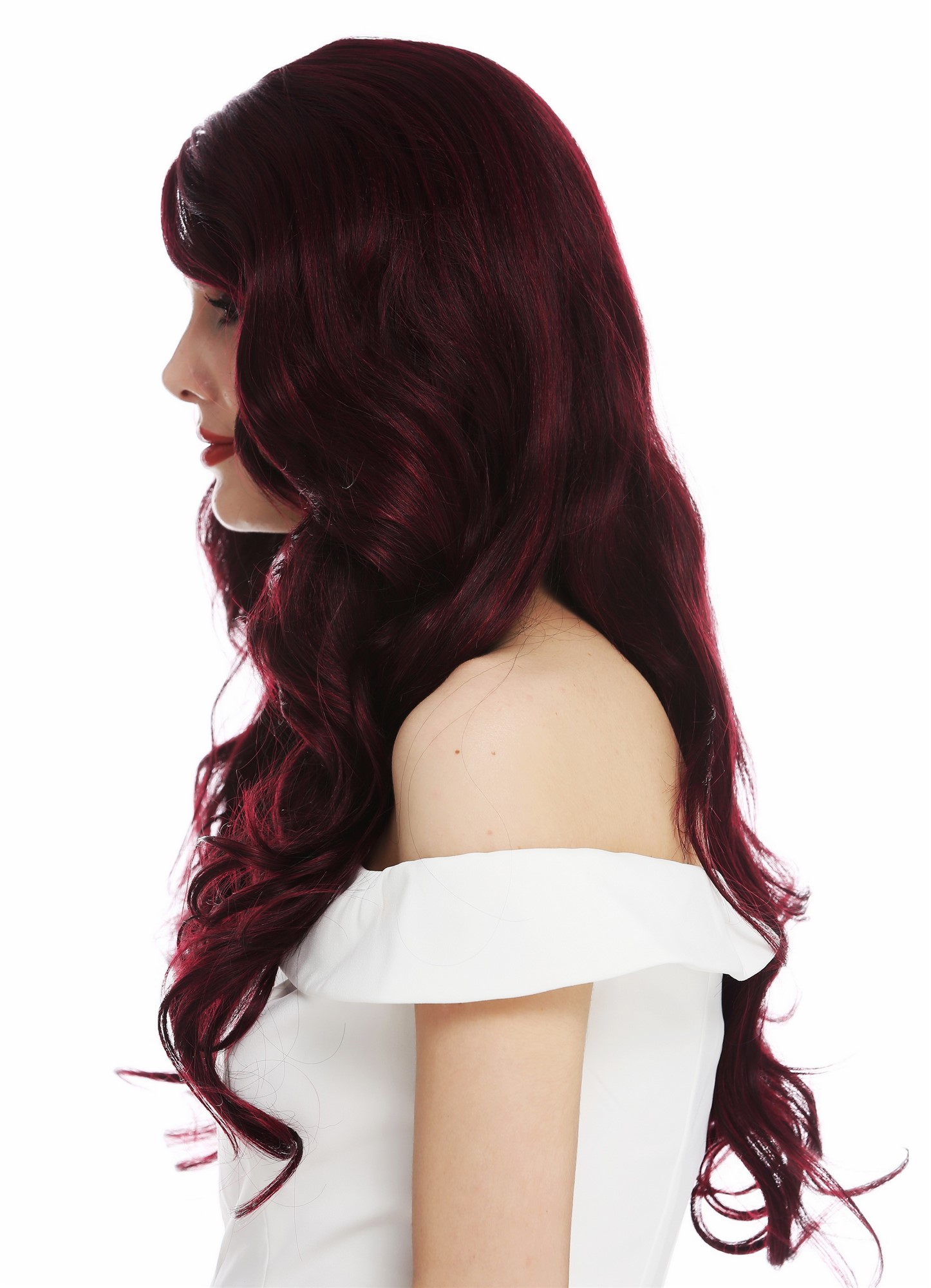 Quality Wigs, Ladies, black-red mix, curled, long