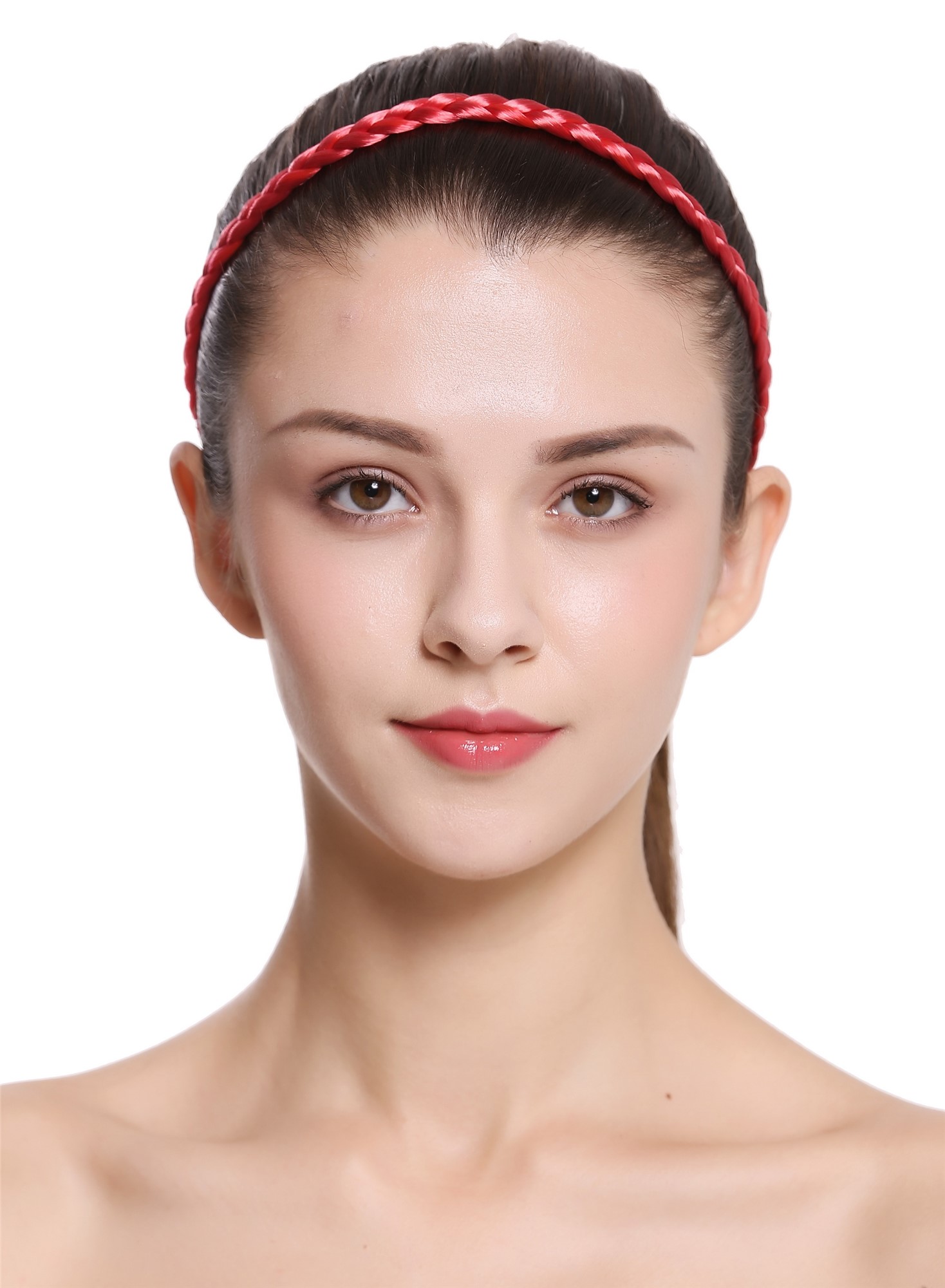 Geflochtenes Haarband 1 cm schmal Knallrot CXT-009-617, Ansicht 3, WIG ME UP: Ihr Perücken Online Shop Haarreifen geflochten Knallrot 40 cm