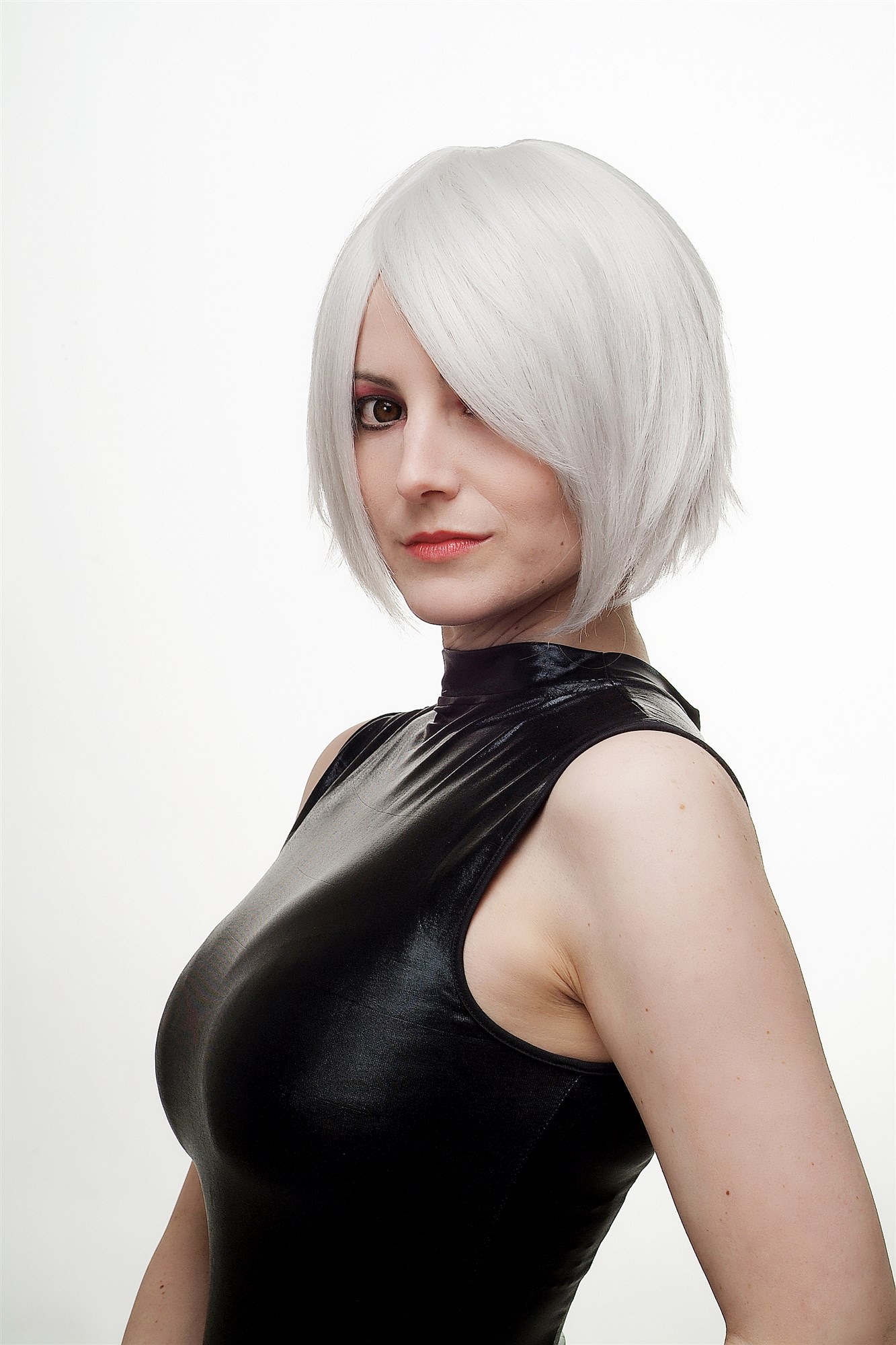 Lady wig women cosplay short wild grey white Bob Wave Goth 1261, view 3, WIG ME UP: Your Perücken Online Shop Quality Wigs, Ladies, white-gray, straight, short