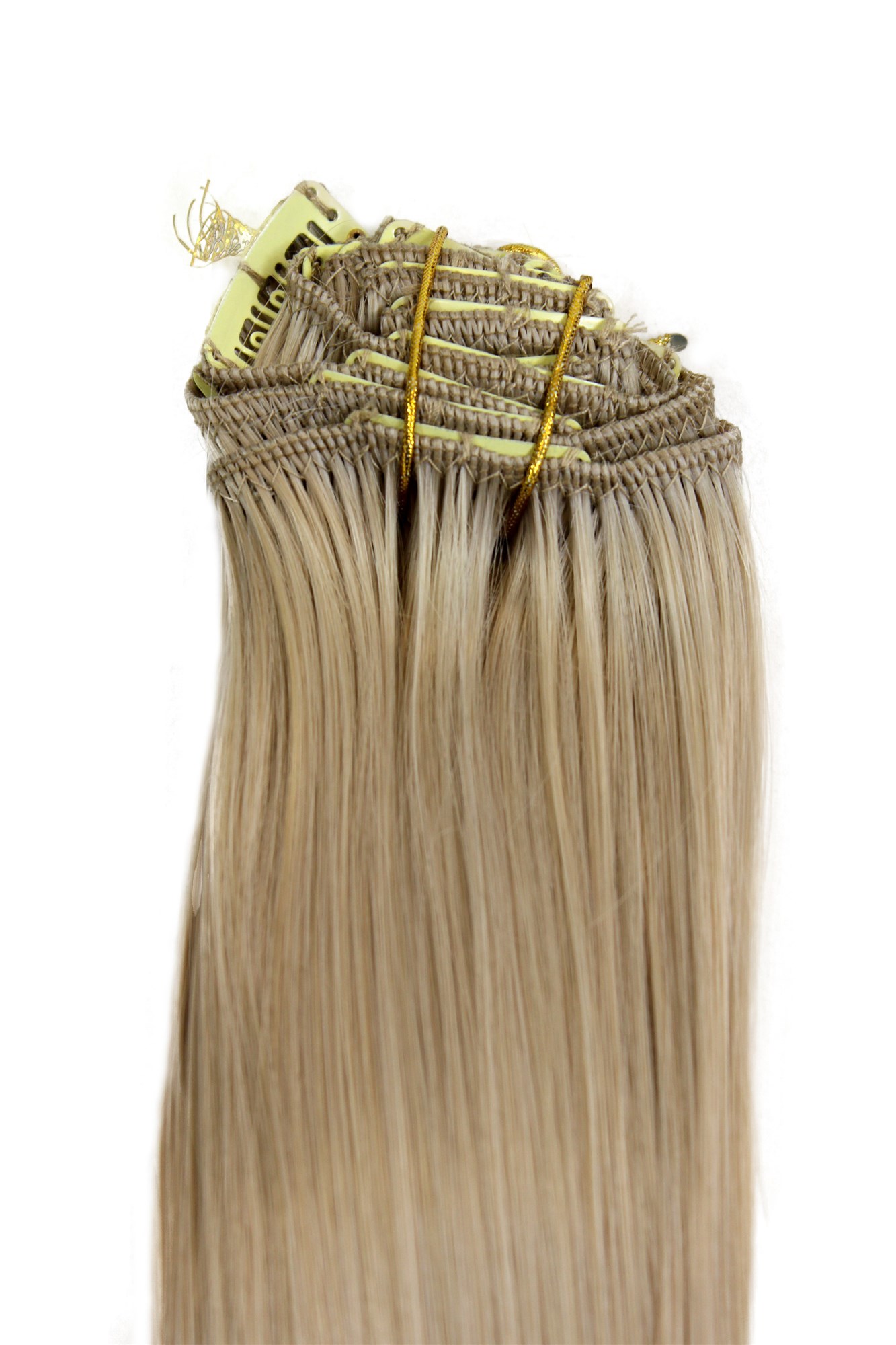 glatte Extensions Helles Aschblond 40 cm lang