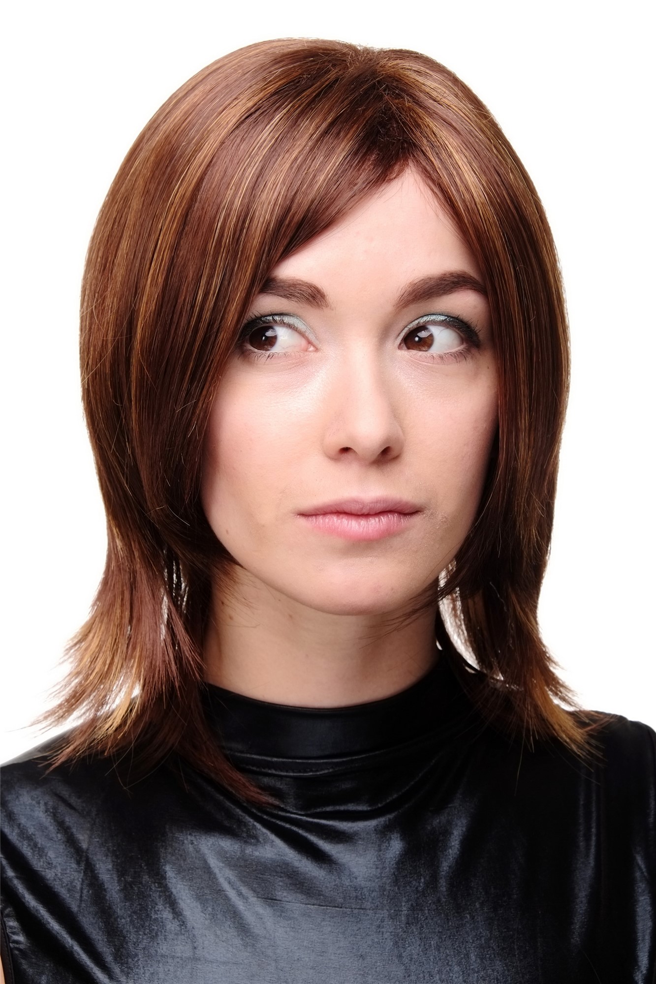 hochwertige Qualitätsperücken, Damenperücke Glatt Schulterlang Braun Blond Modell: GFW1867, Vorderansicht, WIG ME UP: Ihr Perücken Online Shop glatte Tressen-Perücke Braun-Blond-Mix schulterlange Haare für Damen