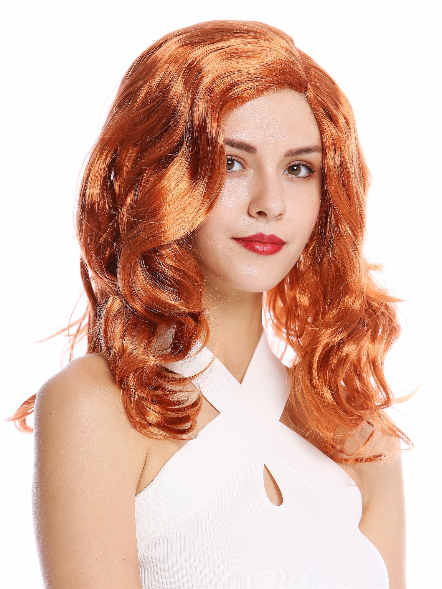 Lady party wig long wavy middle-parting coppery brown copper light auburn 90831, view 3, WIG ME UP: Your Perücken Online Shop Party Wig, Ladies, Red, wavy, long