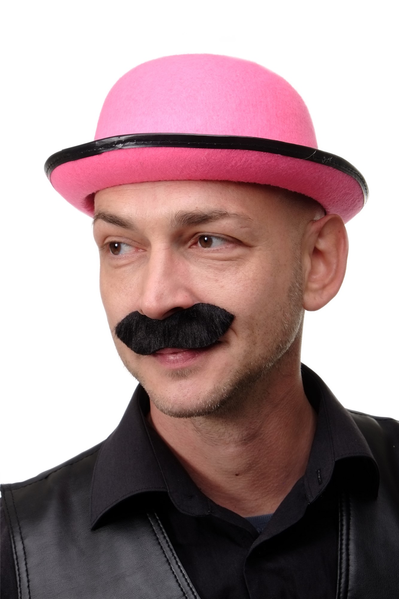 Fake moustache black circus director retro with glue strip MM-47, front view, WIG ME UP: Your Perücken Online Shop Party Wig, Men, Black