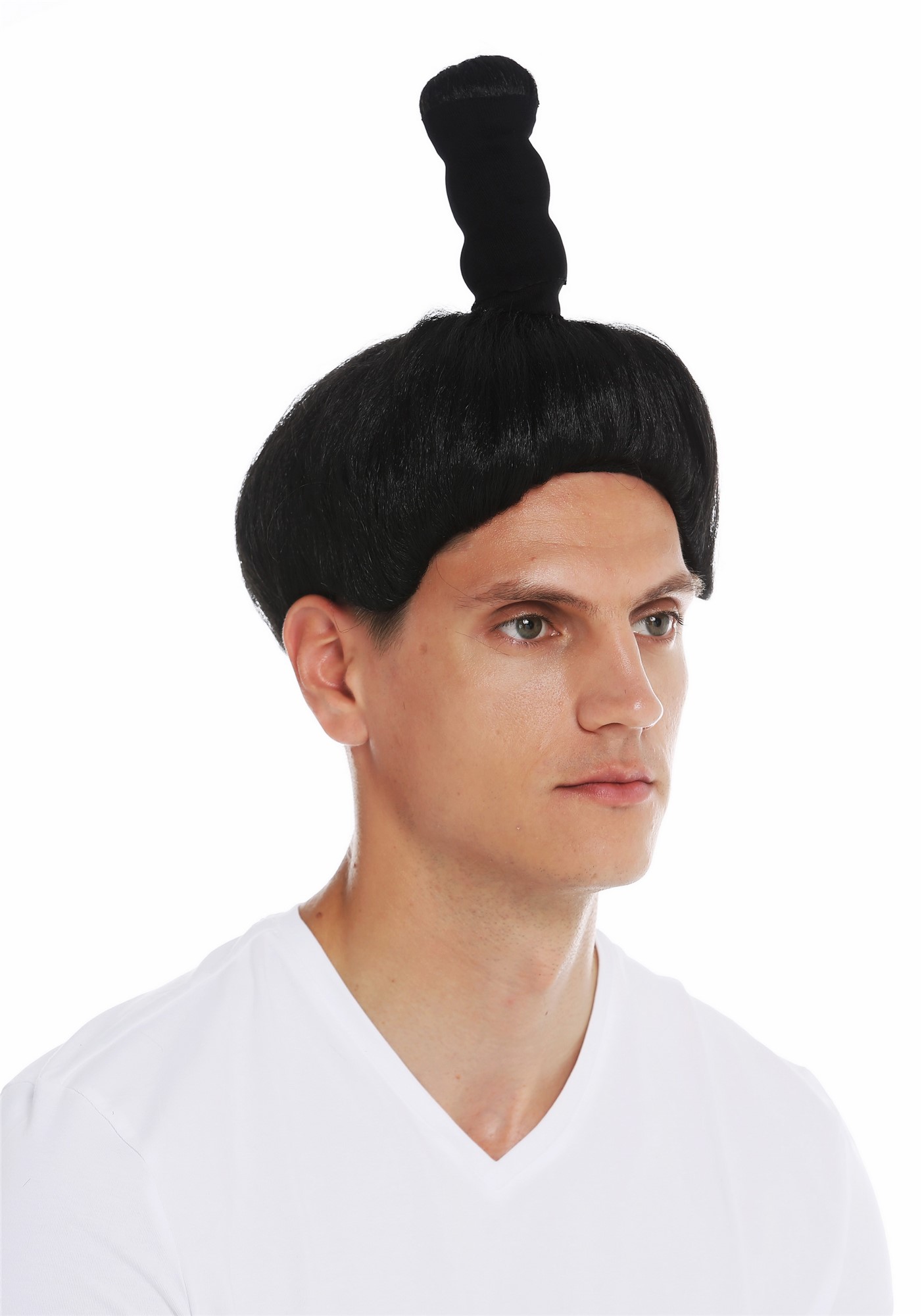 Wig Halloween carnival men women Samurai Chinese Japan sword fight 68619, front view, WIG ME UP: Your Perücken Online Shop Party Wig, Men, pitch black, straight, short