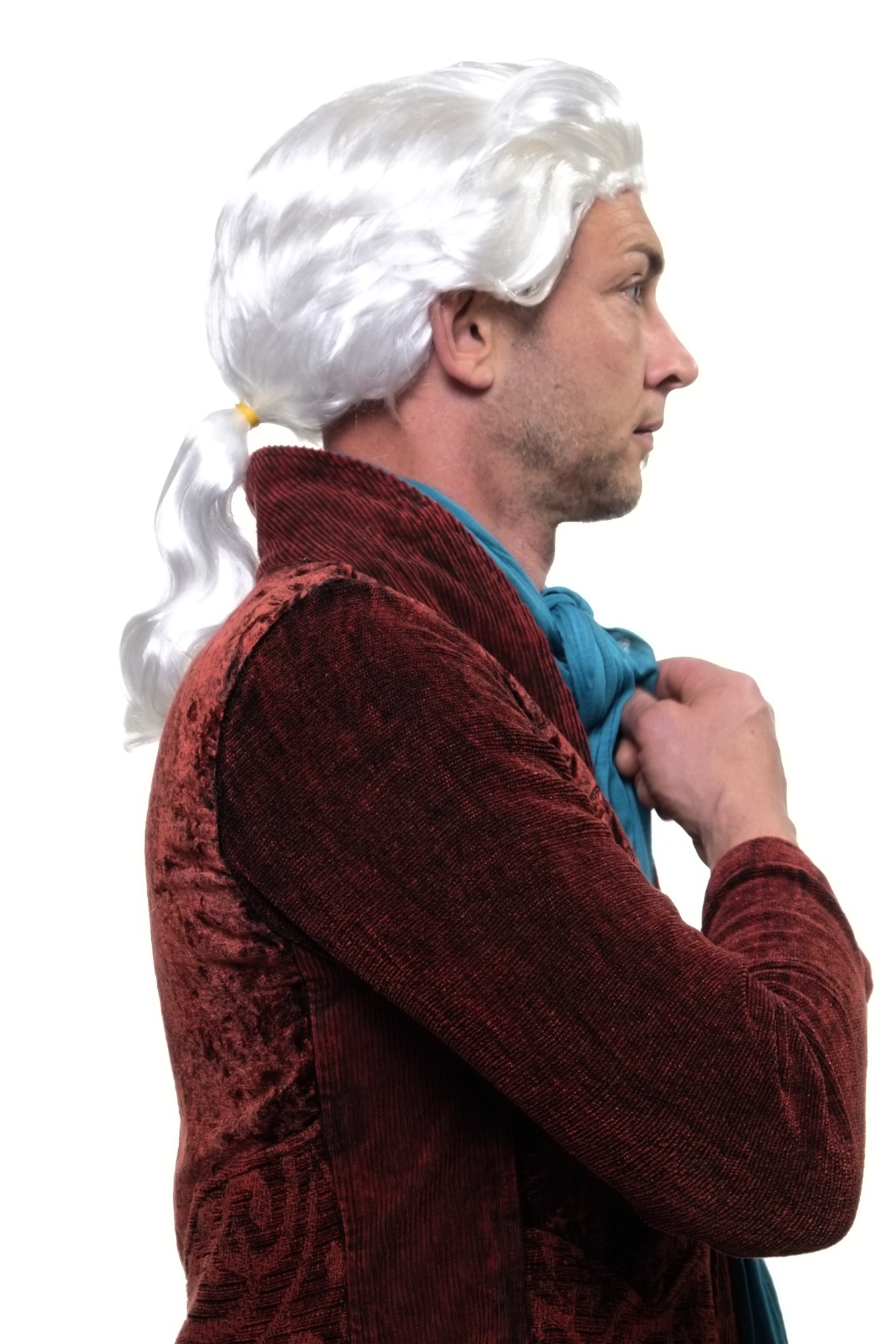 günstige Party Perücke, Herren Perücke Barock Edelmann Graf Dracula 4287-P68, Ansicht 4, WIG ME UP: Ihr Perücken Online Shop glatte Party Perücke weiß schulterlange Haare für Herren