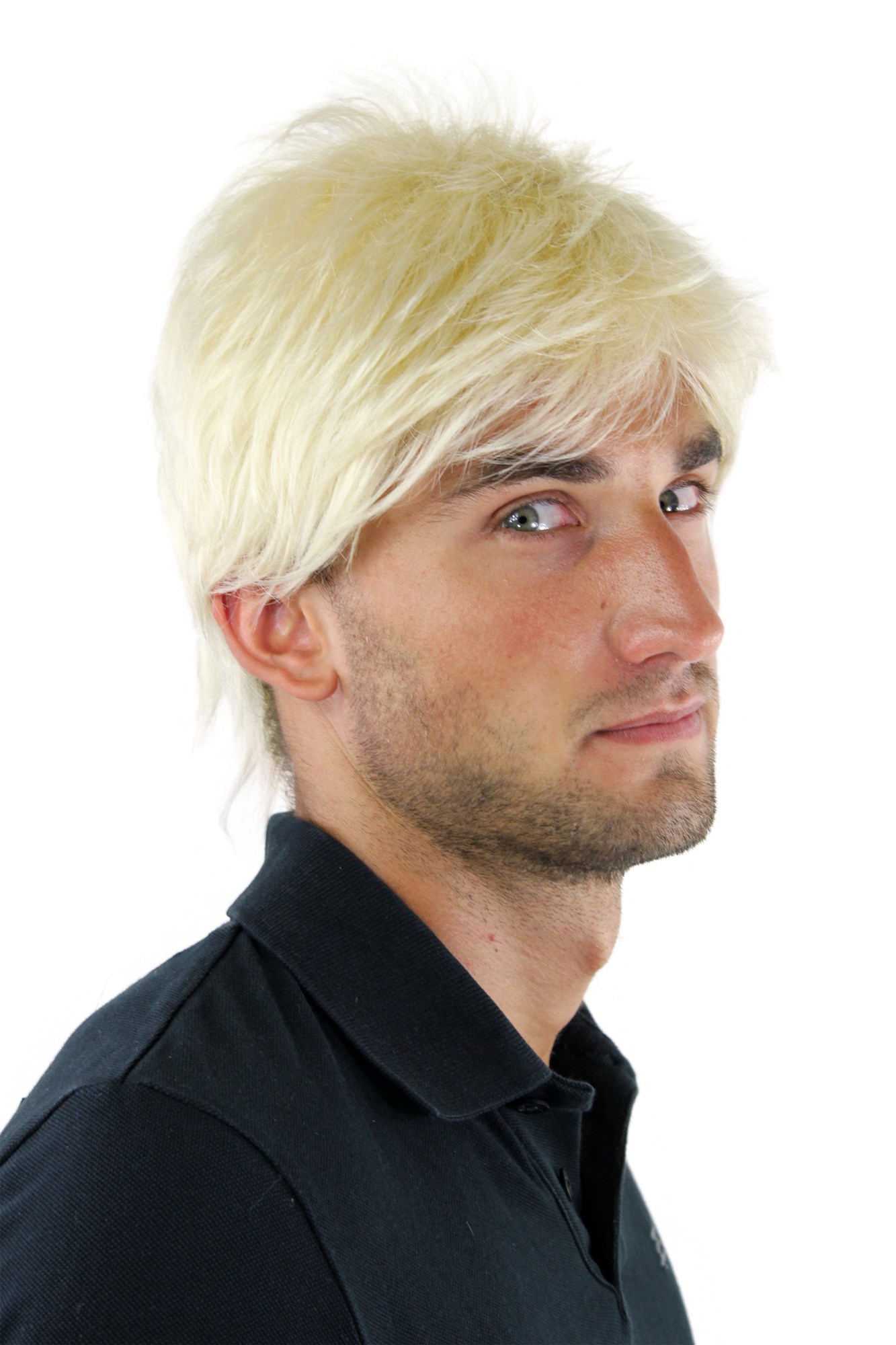 Men's WIG (for Men or Unisex) HIGH  synthetic short BRIGHT BLOND blonde youthful young look, view 3, WIG ME UP: Your Perücken Online Shop Quality Wigs, Men, platinum blonde, straight, short