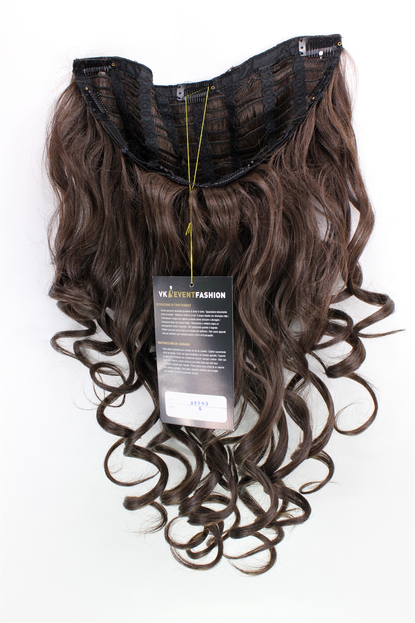 Halfwig, medium brown, wavy, long