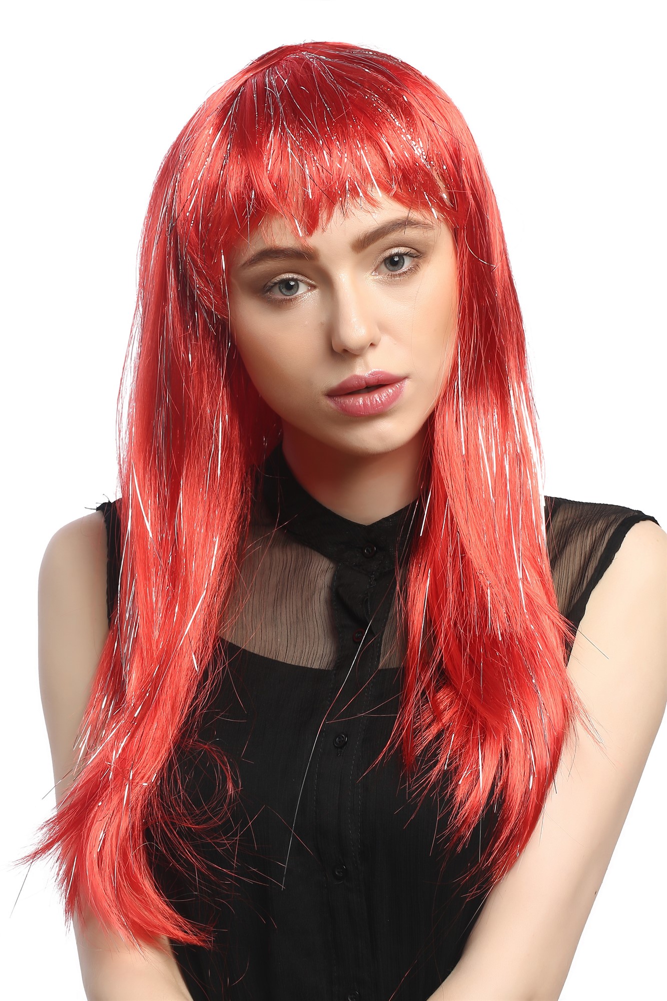 Party Wig, Ladies, bright red, straight, long