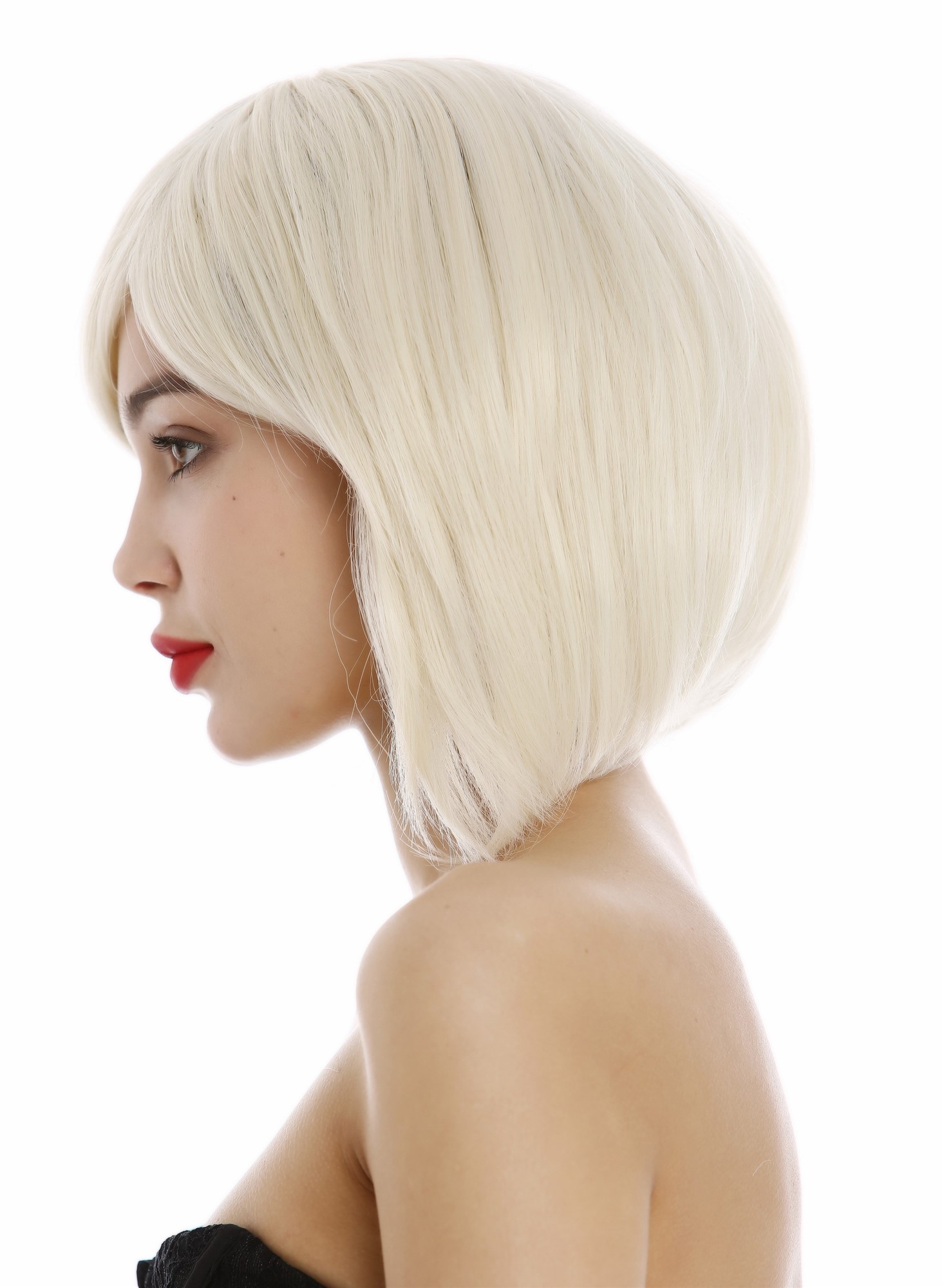 hochwertige Qualitätsperücken, Perücke Damen Long Bob Longbob mit Scheitel volles Haar Hellblond 1215-303/220, Ansicht 3, WIG ME UP: Ihr Perücken Online Shop glatte Tressen-Perücke mit Kopfhaut-Imitat Platinblond kurze Haare für Damen
