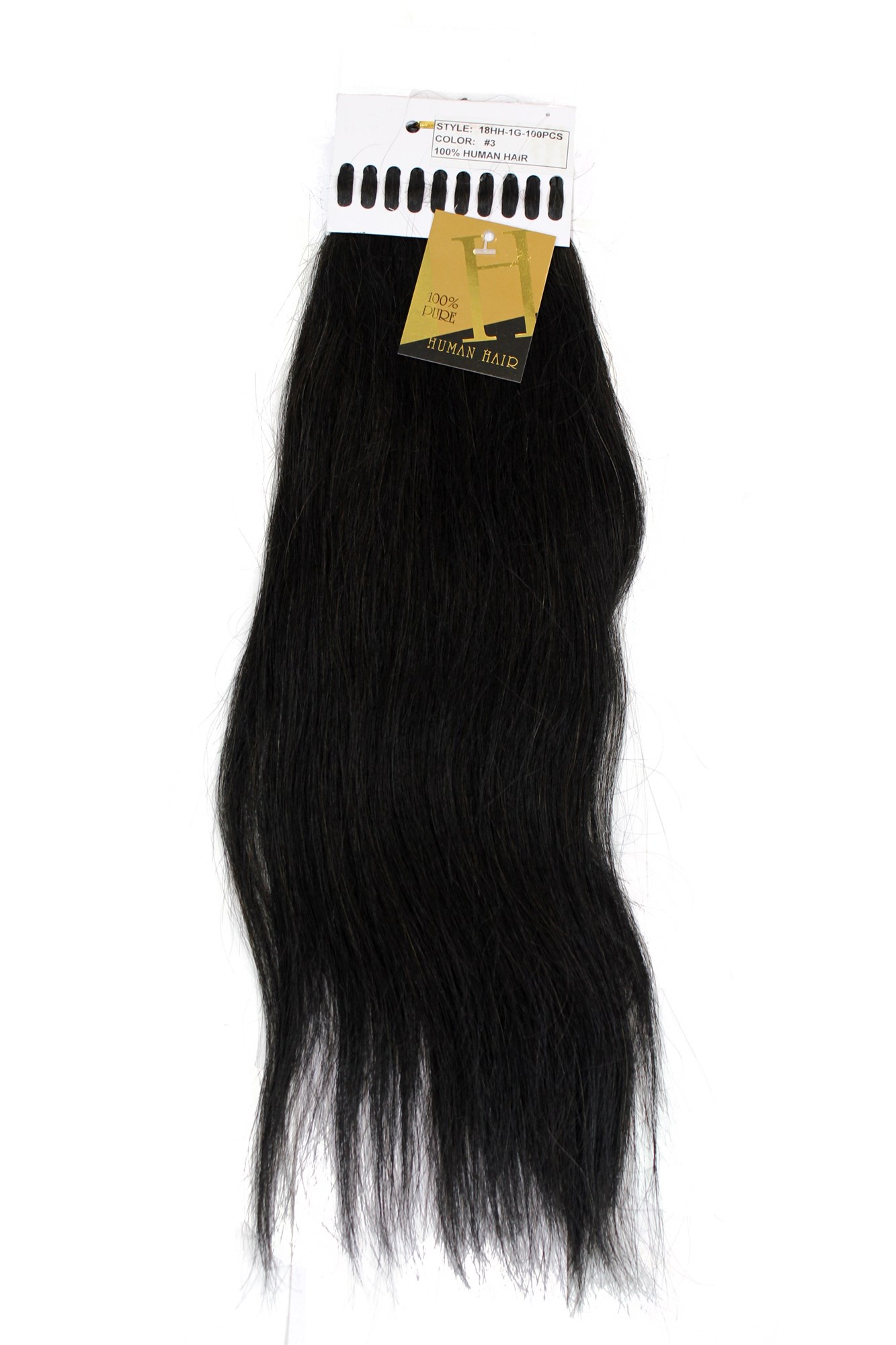 Echthaar Extensions Set 100x1g Braun Dunkelbraun 18HH-1G-3, Vorderansicht, WIG ME UP: Ihr Perücken Online Shop glatte Extensions Dunkelbraun 49 cm lang 100% Echthaar