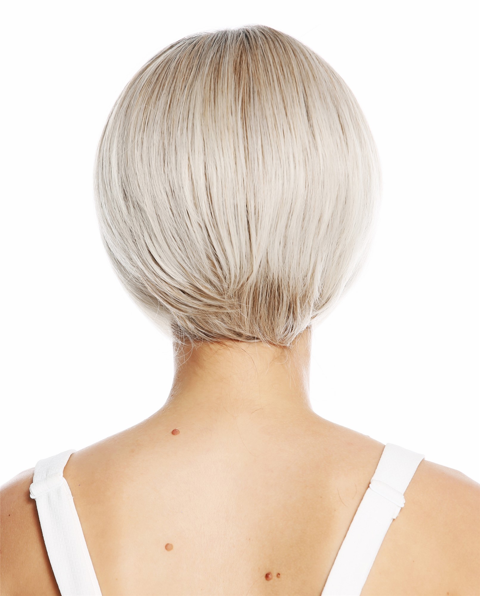 hochwertige Qualitätsperücken, Perücke kurz Bob Scheitel Ombre Blond Gesträhnt 1940-27T60R, Ansicht 4, WIG ME UP: Ihr Perücken Online Shop glatte Tressen-Perücke mit Kopfhaut-Imitat Ombre Dunkelgrau Blond-Mix kurze Haare für Damen