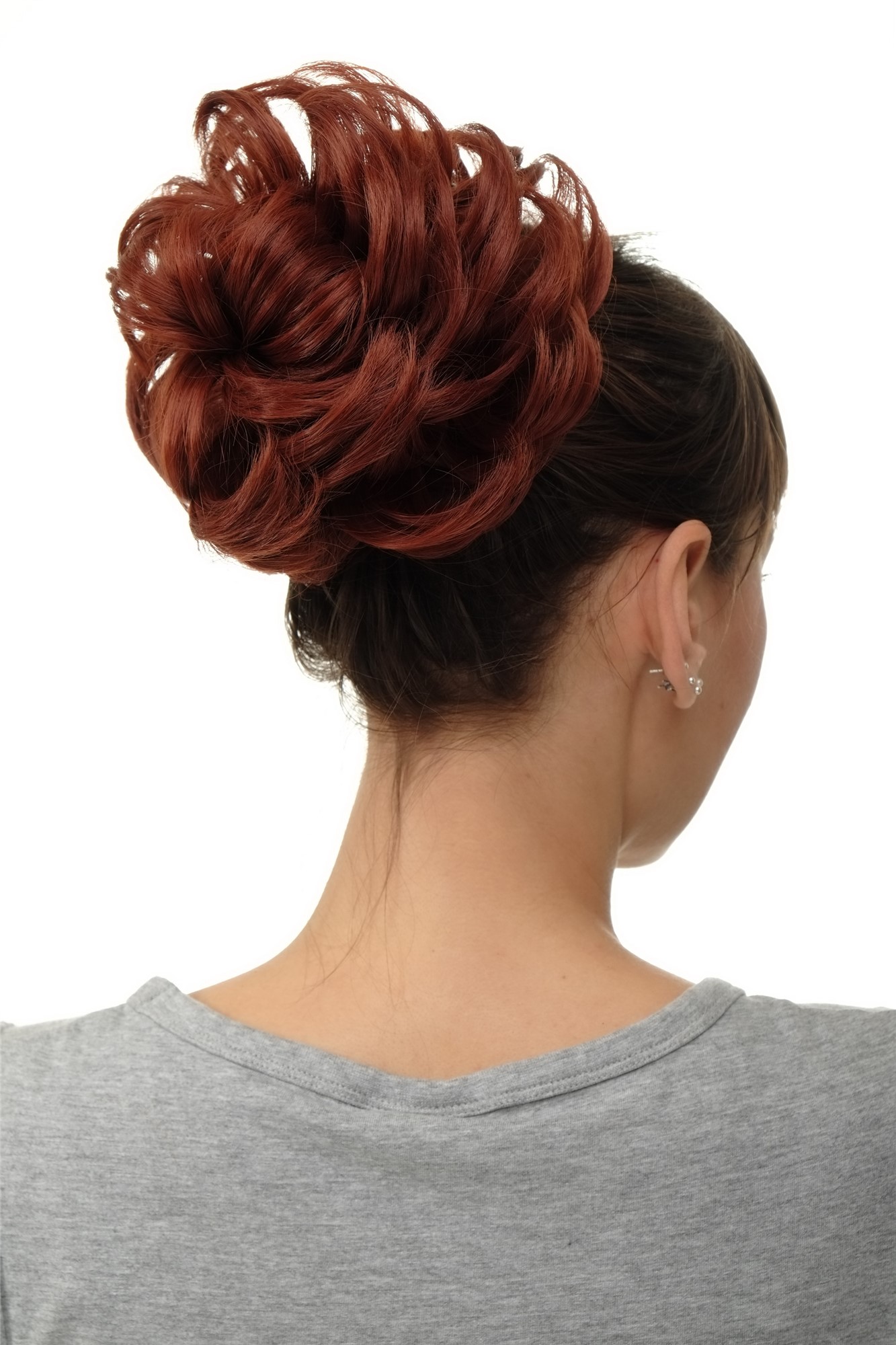 Haarteil Dutt Haarrose Buschig Rostbraun Q840-35, Vorderansicht, WIG ME UP: Ihr Perücken Online Shop lockiger Dutt Haarteil Rostbraun