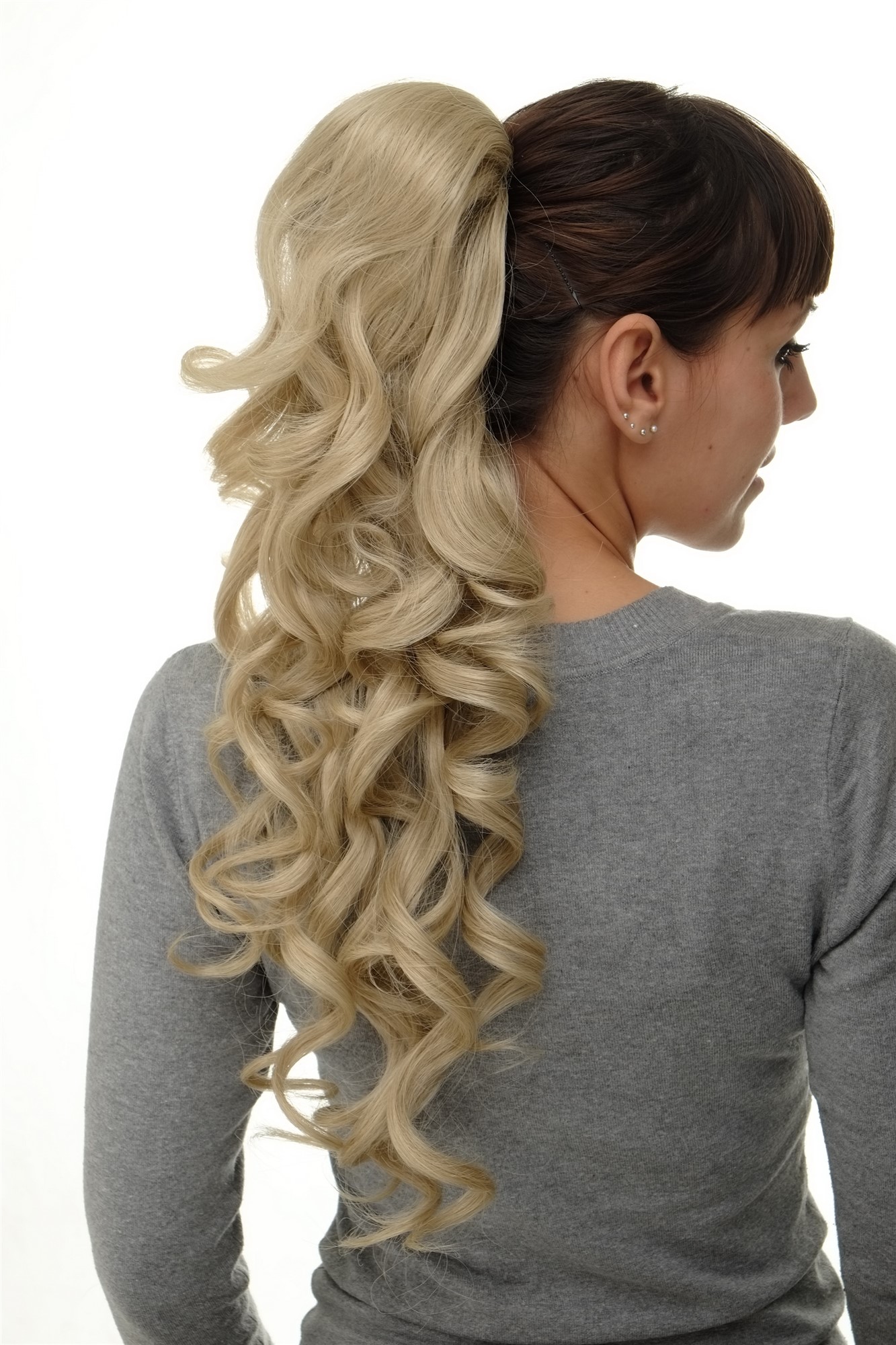 Ponytail clamp combs draw string curled voluminous very long ash blonde WK08, view 5, WIG ME UP: Your Perücken Online Shop Ponytails, light ash blonde, curled, long