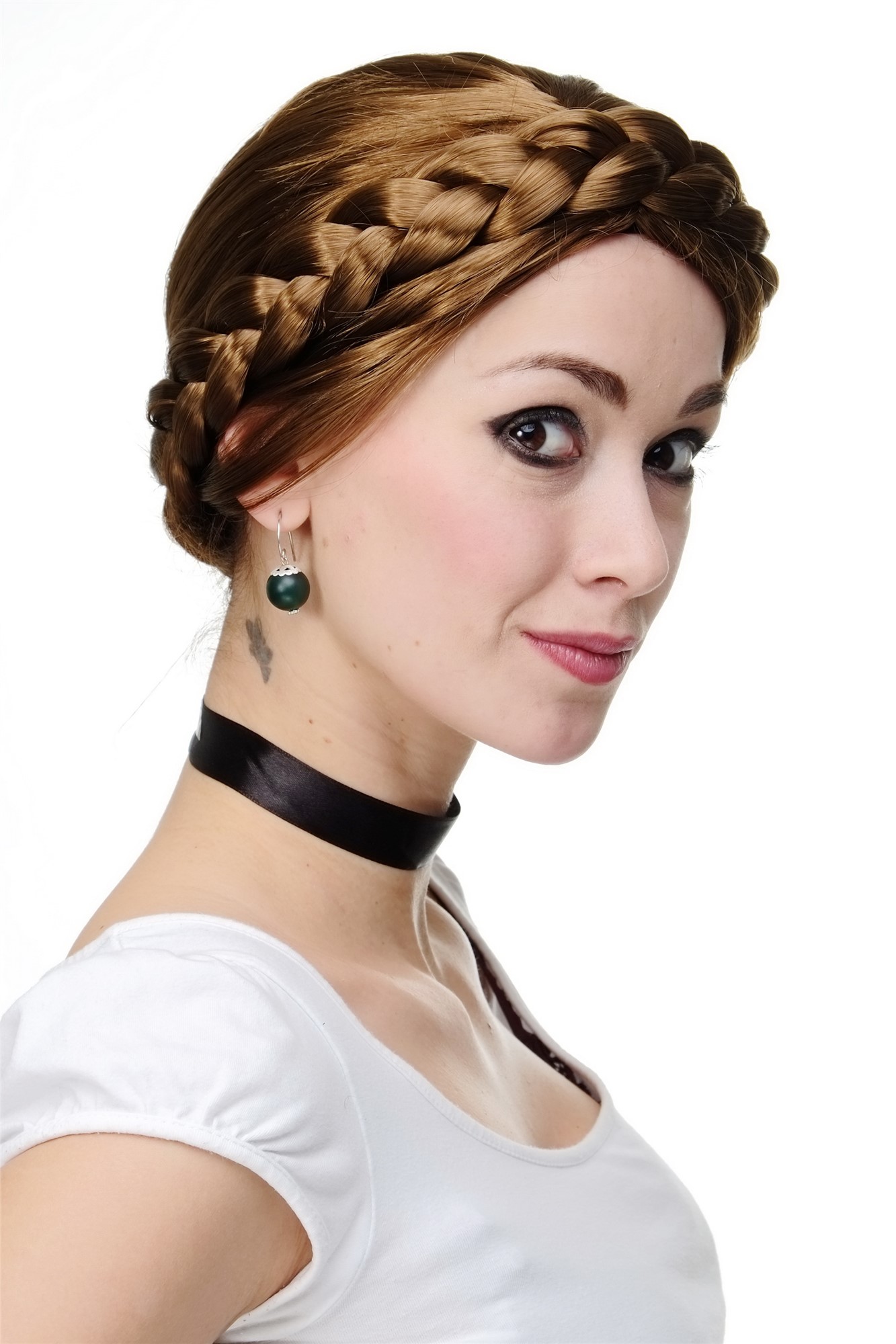 Party/Fancy Dress Wig Women Lady thick braid BROWN traditional German Ukrainian Russian Princess, view 3, WIG ME UP: Your Perücken Online Shop Party Wig, Ladies, Brown, Braided, short