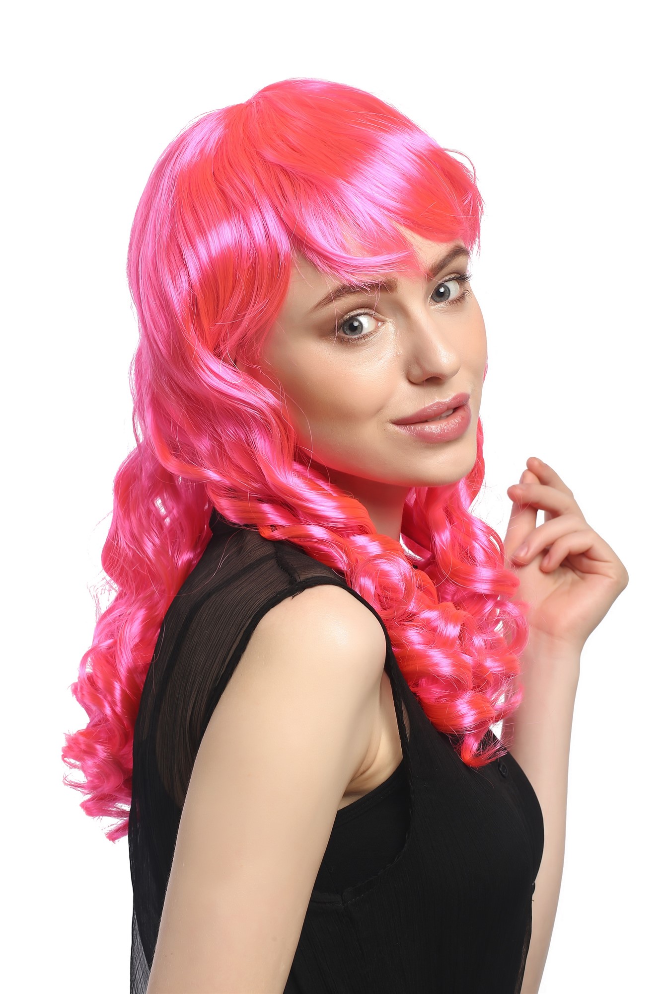 Party Wig, Ladies, Pink, curled, long