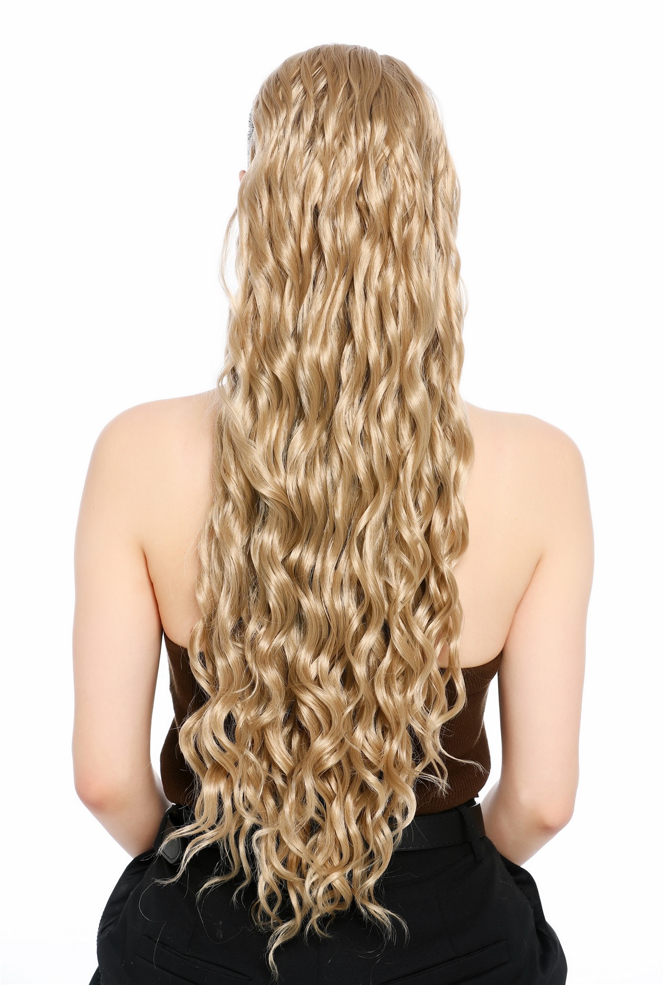 Zopf Pferdeschwanz Steckkämme voluminös stark gewellt 70cm lang Blond N1557A-16