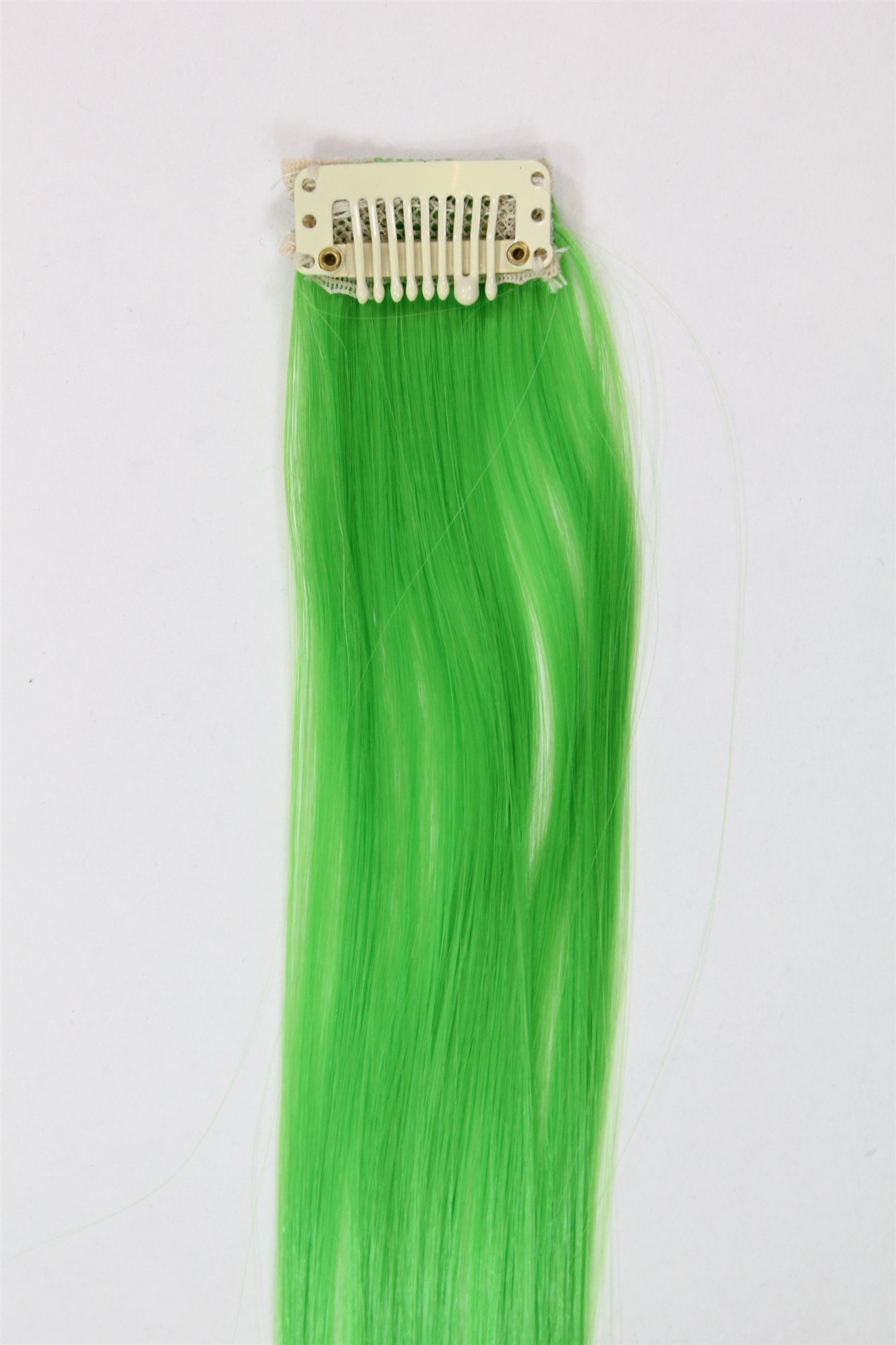 1 Clip-In Extension Strähne glatt 45 cm Neongrün YZF-P1S18-TF2605, Ansicht 2, WIG ME UP: Ihr Perücken Online Shop glatte Extensions Neongrün 45 cm lang