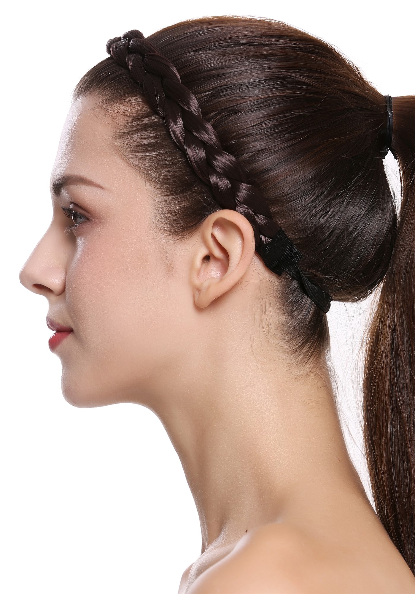 Haarband geflochten 2 cm breit Braun CXT-007-006, Ansicht 3, WIG ME UP: Ihr Perücken Online Shop Haarreifen geflochten Braun 42 cm