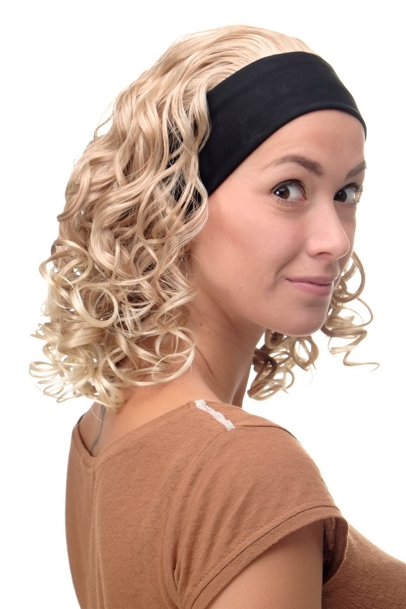 Quality Wigs, Ladies, blond mix, curled, shoulder-length