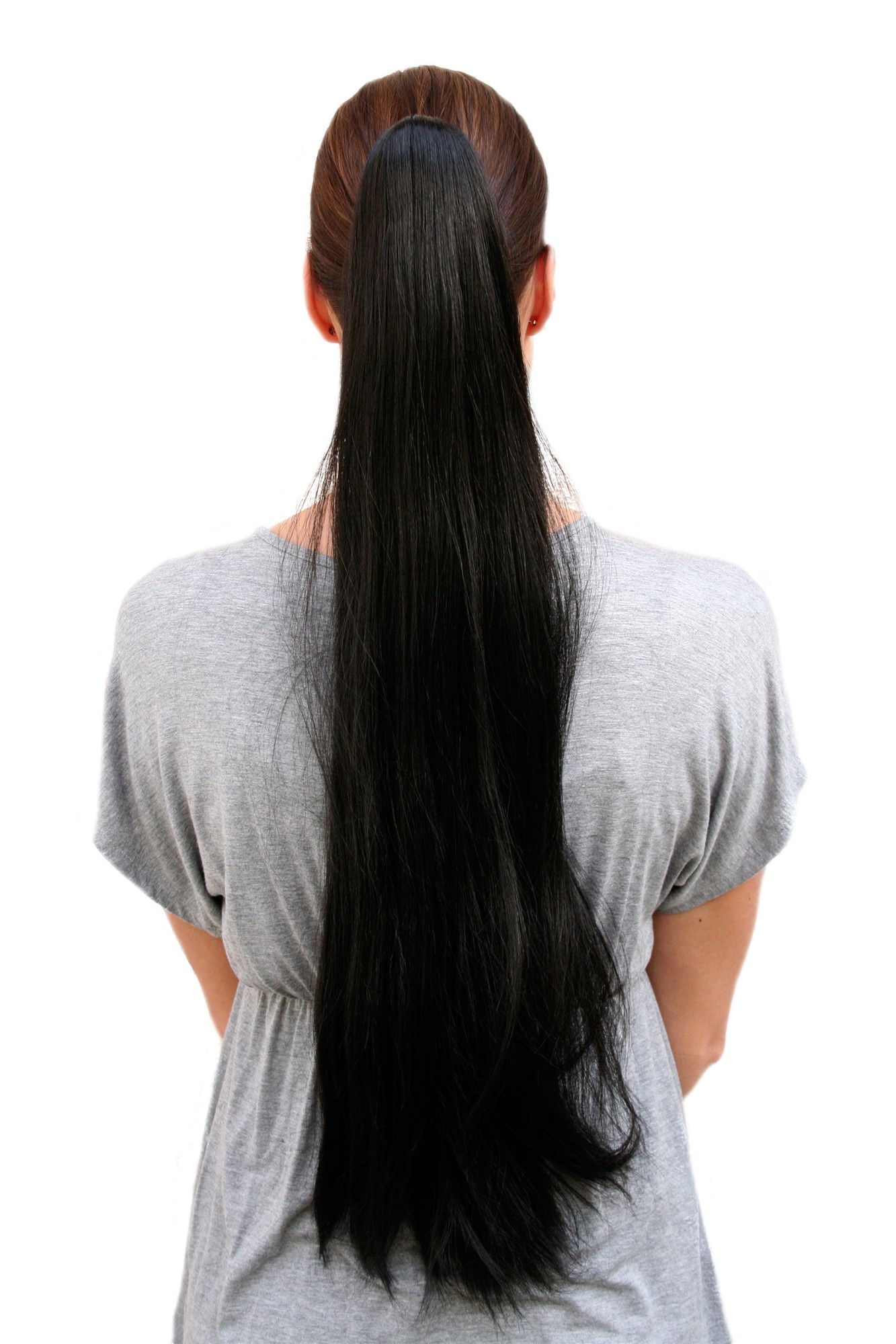 Ponytails, black-brown, straight, long