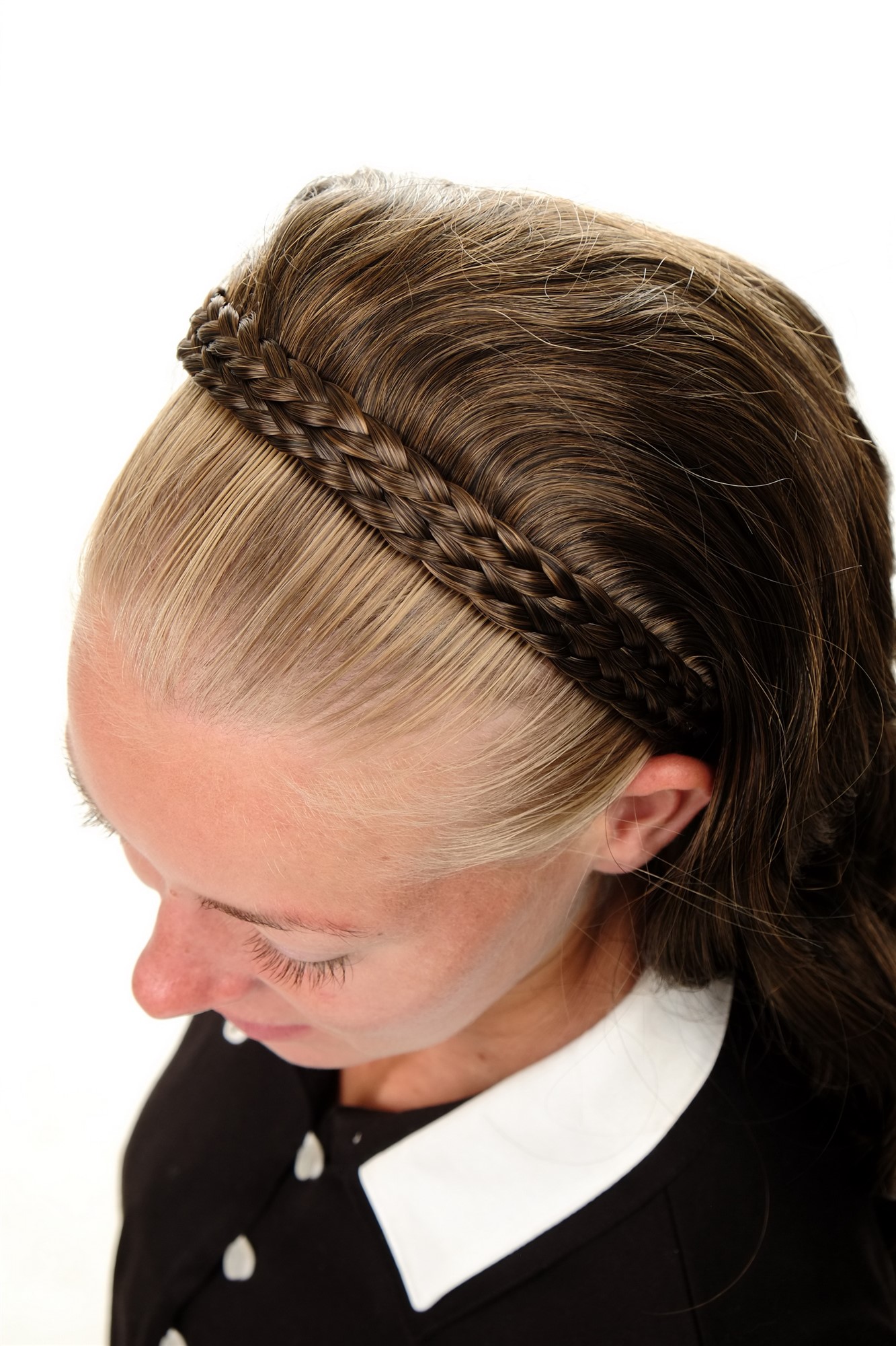 Halbperücke geflochtener Haarreif wellig Braun Blond Gesträhnt DW1025-2SP27, Ansicht 6, WIG ME UP: Ihr Perücken Online Shop Haarreifen geflochten Braun-Blond 65 cm